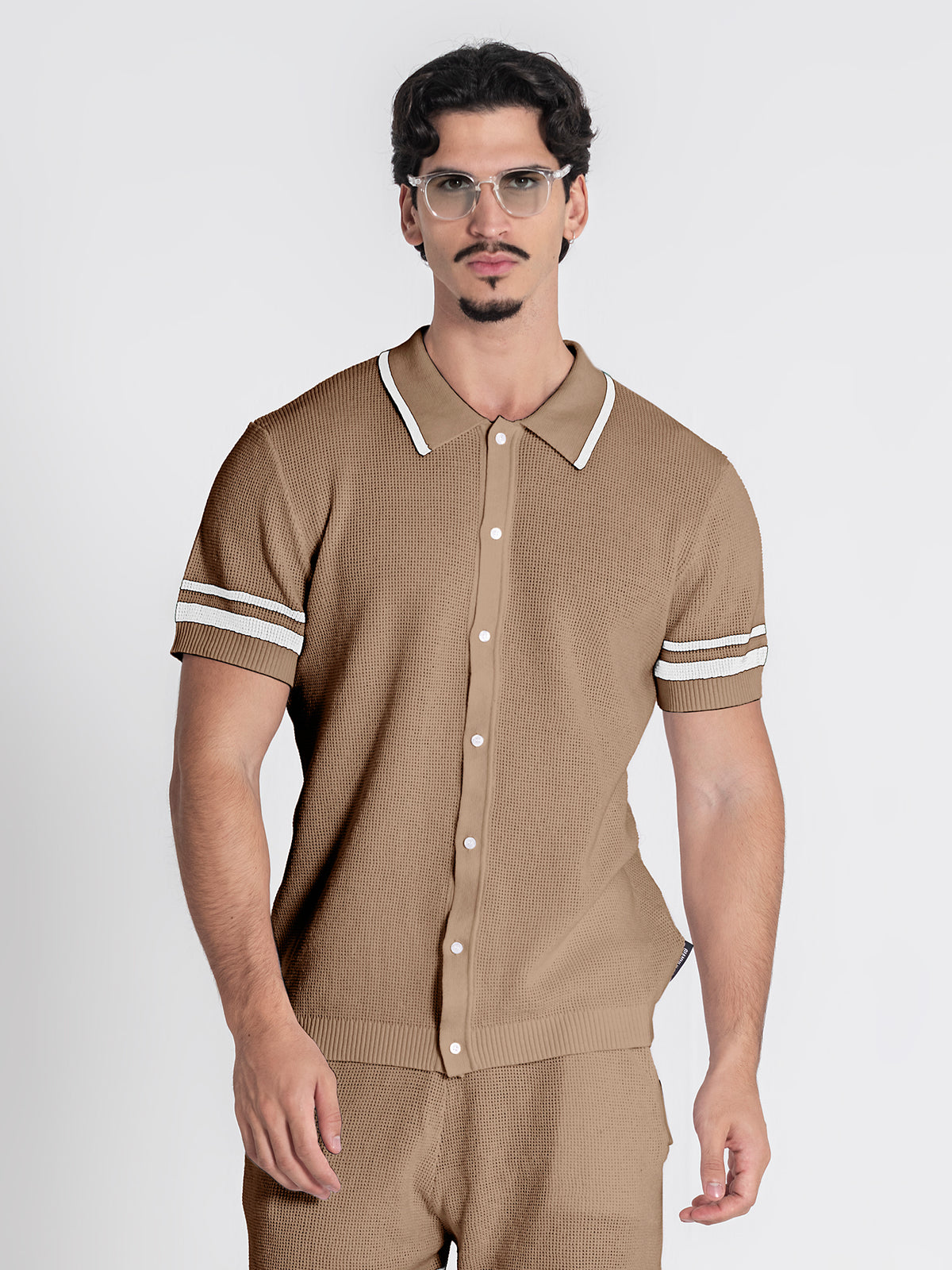 shirts / Beige Retro Vibes Knit Shirt