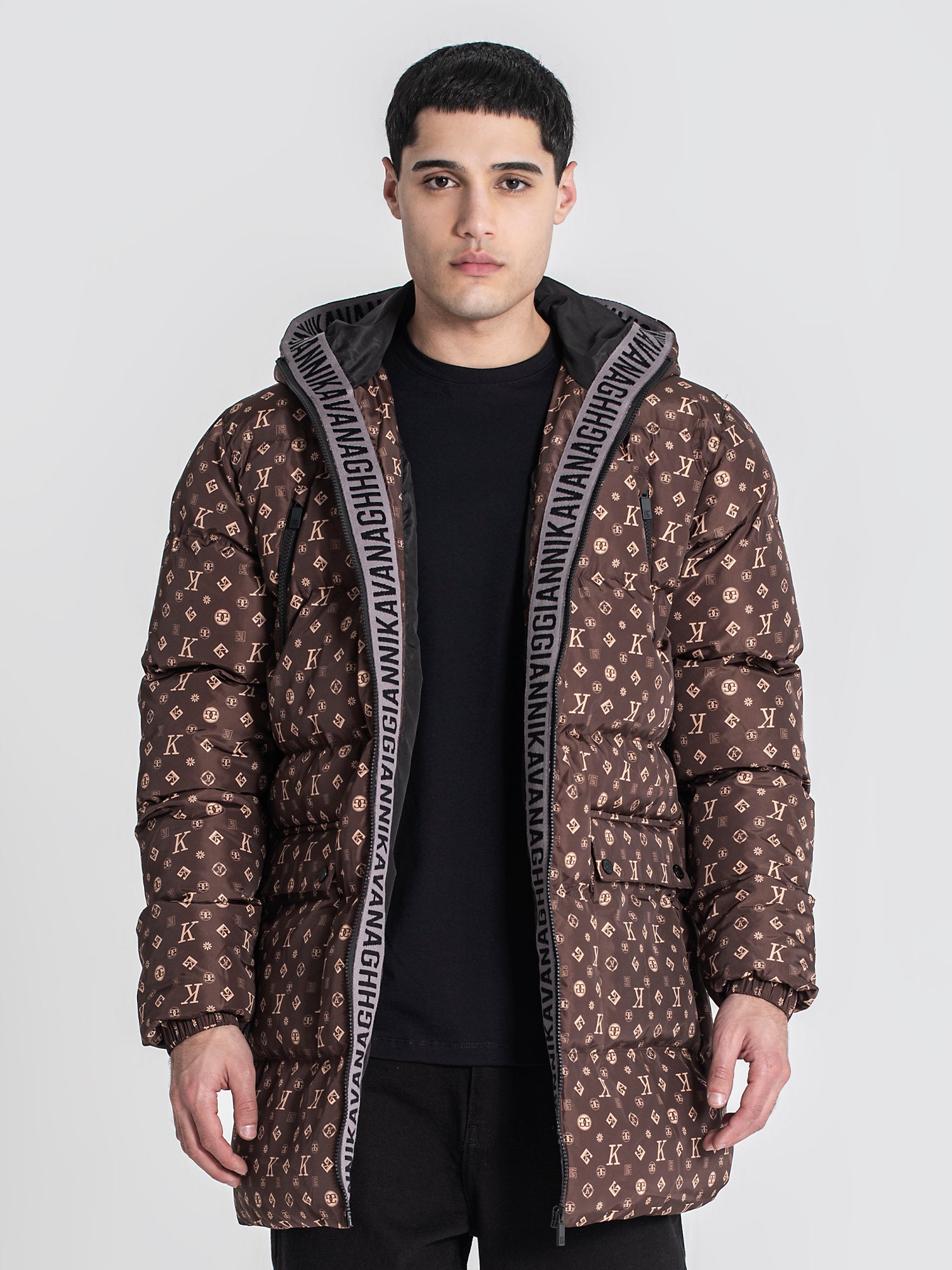 overcoats / Brown Logomania Puffer Coat