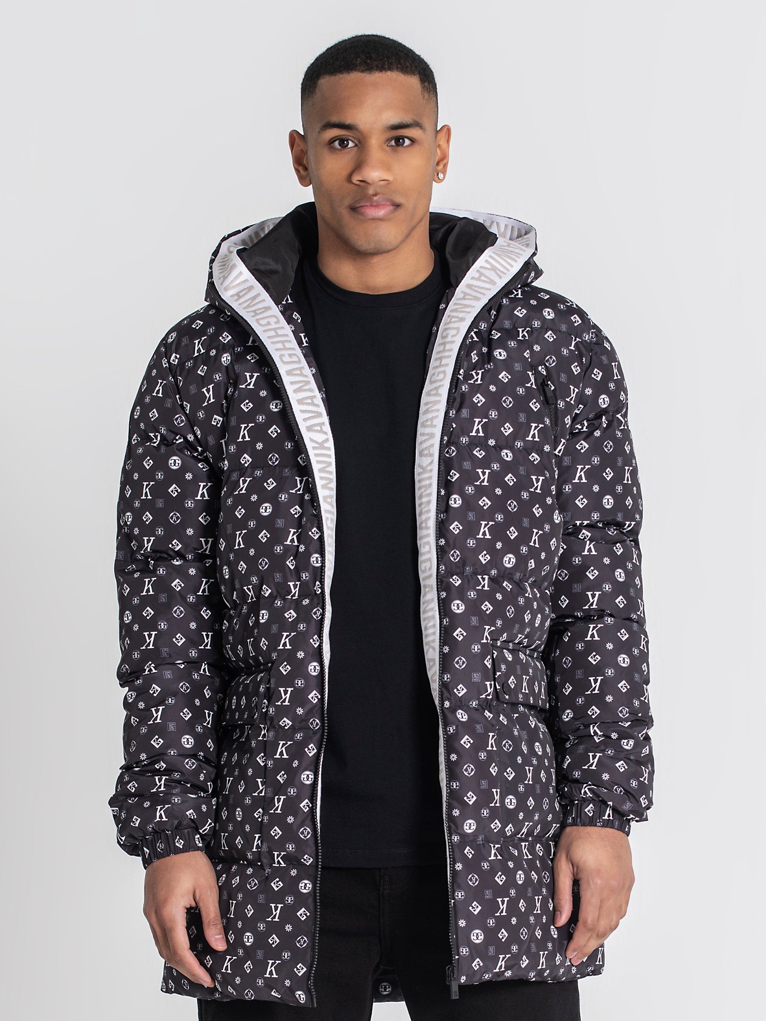 Black Logomania Puffer Coat