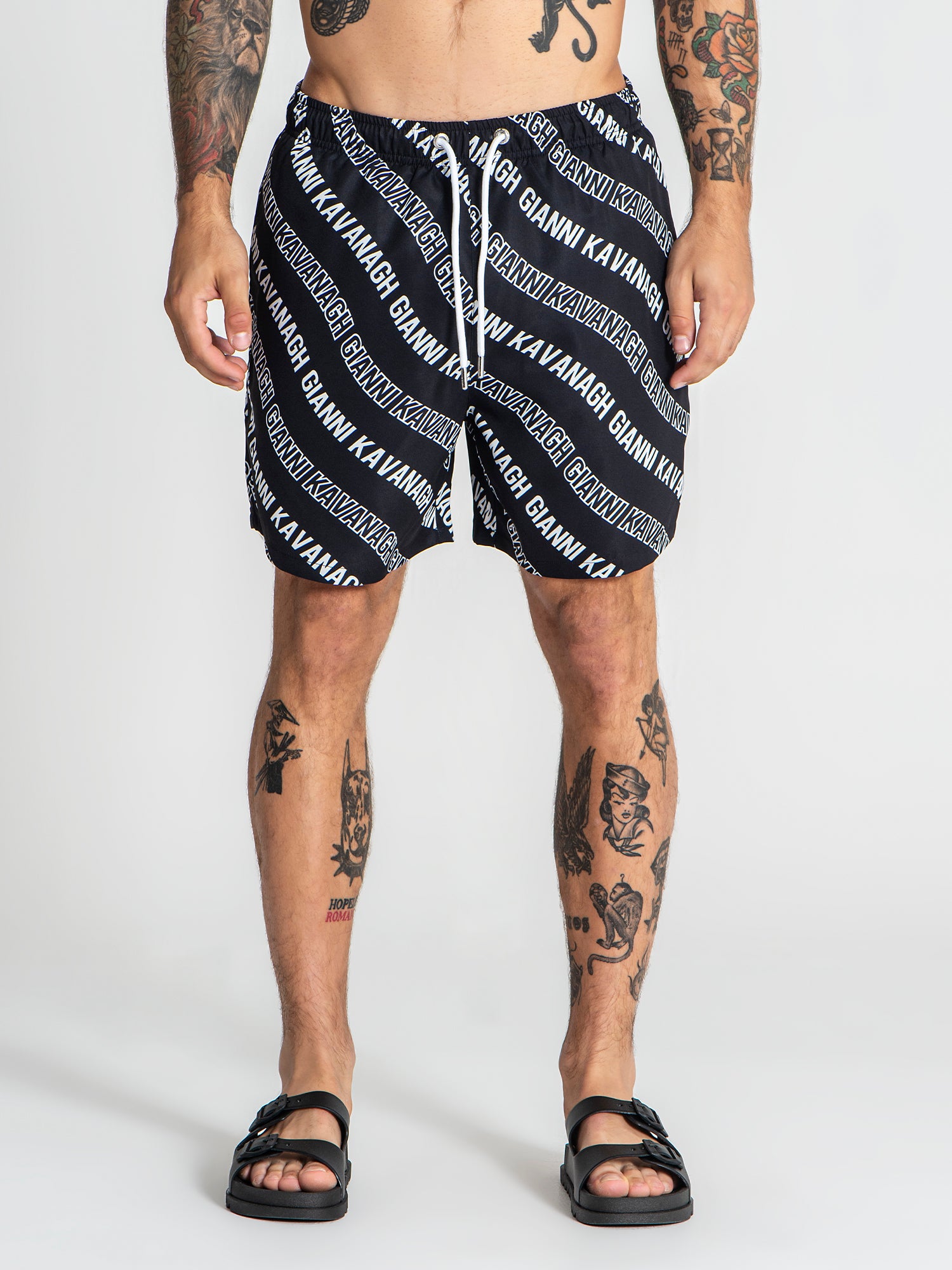 Black Wavy Swimshorts