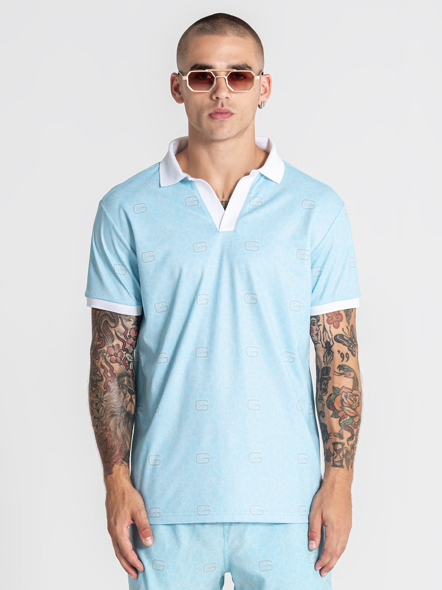 Light Blue Tiled Polo