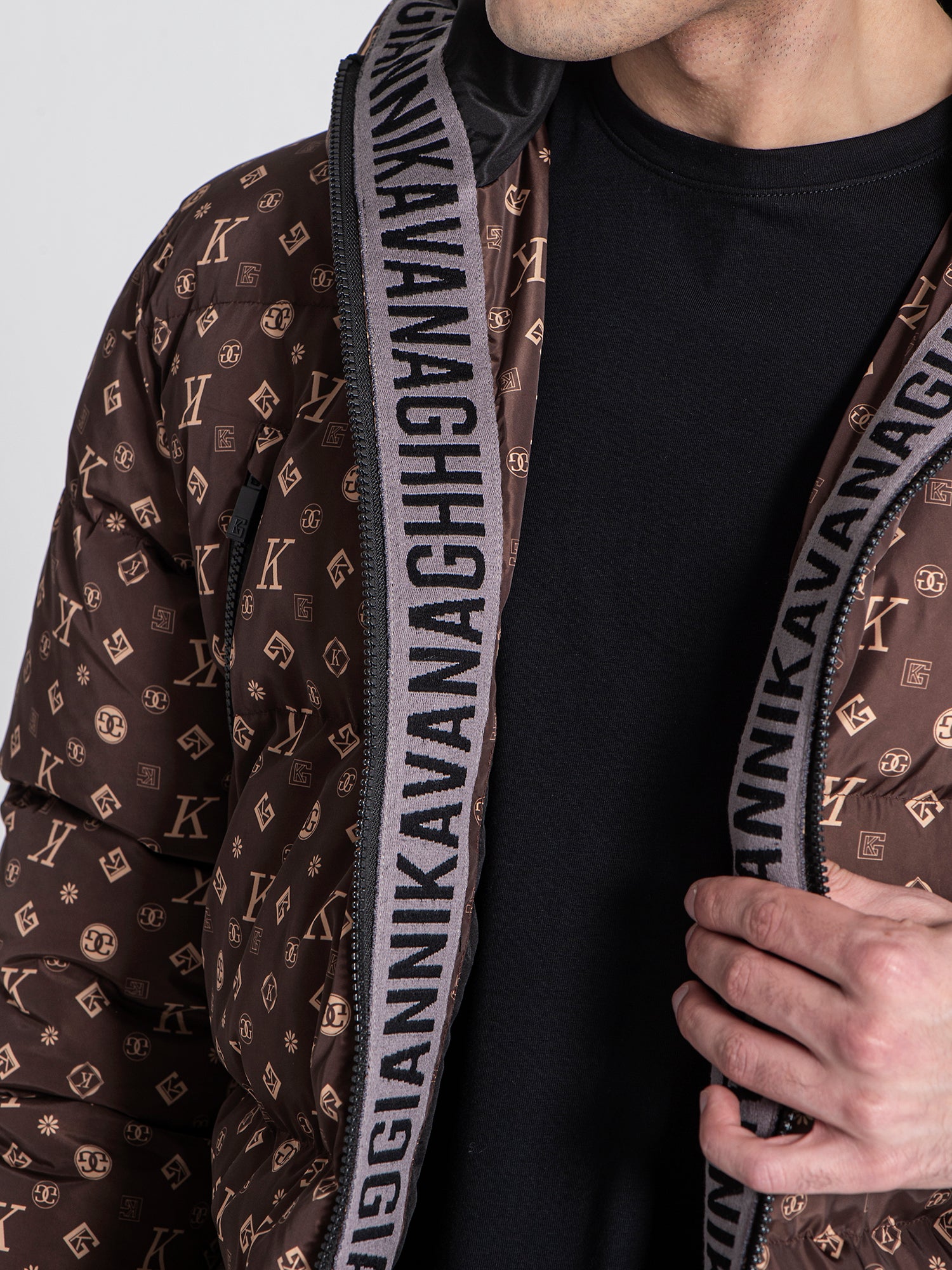 overcoats / Brown Logomania Puffer Coat