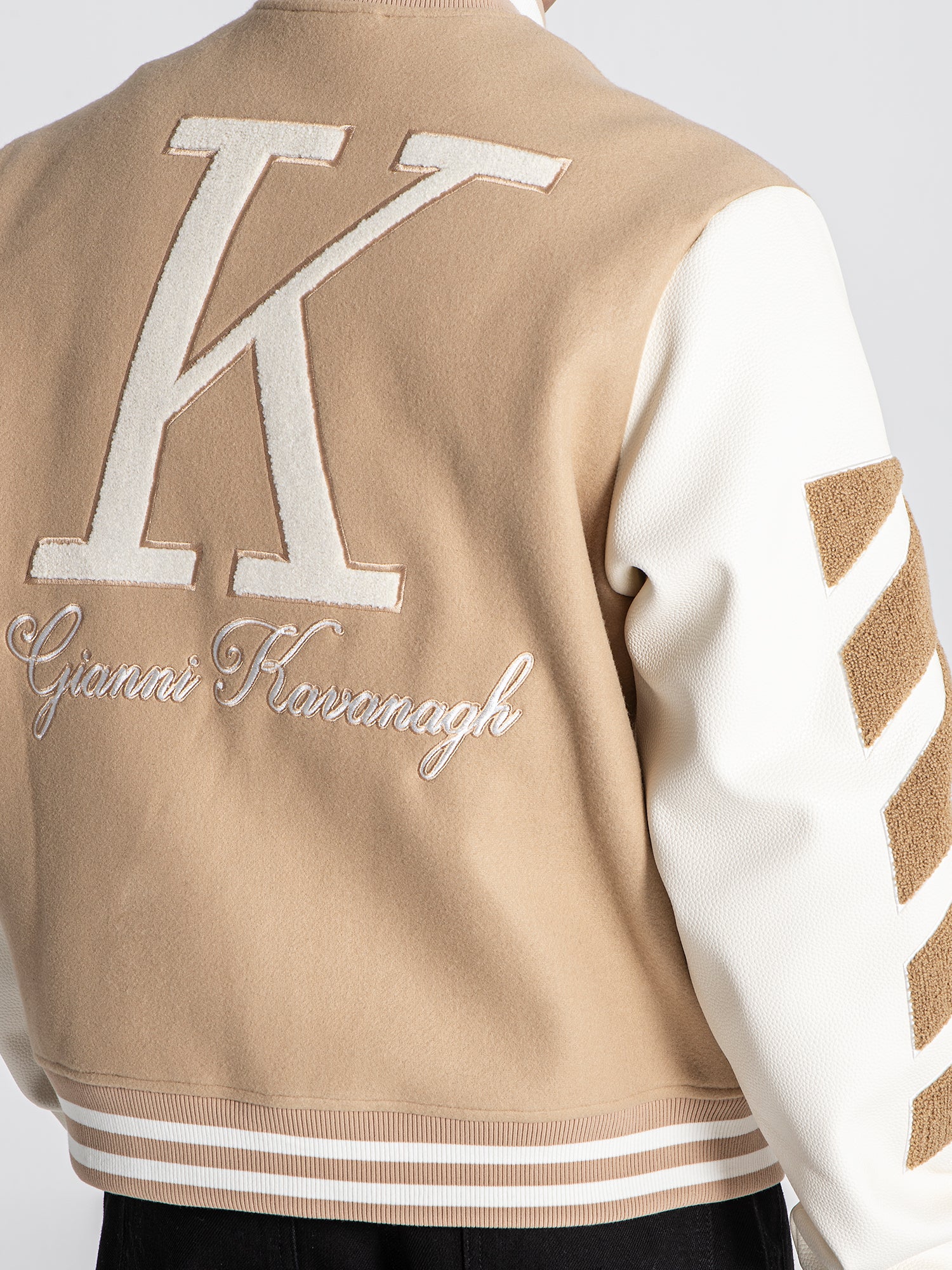 bombers / Beige Varsity Bomber Jacket