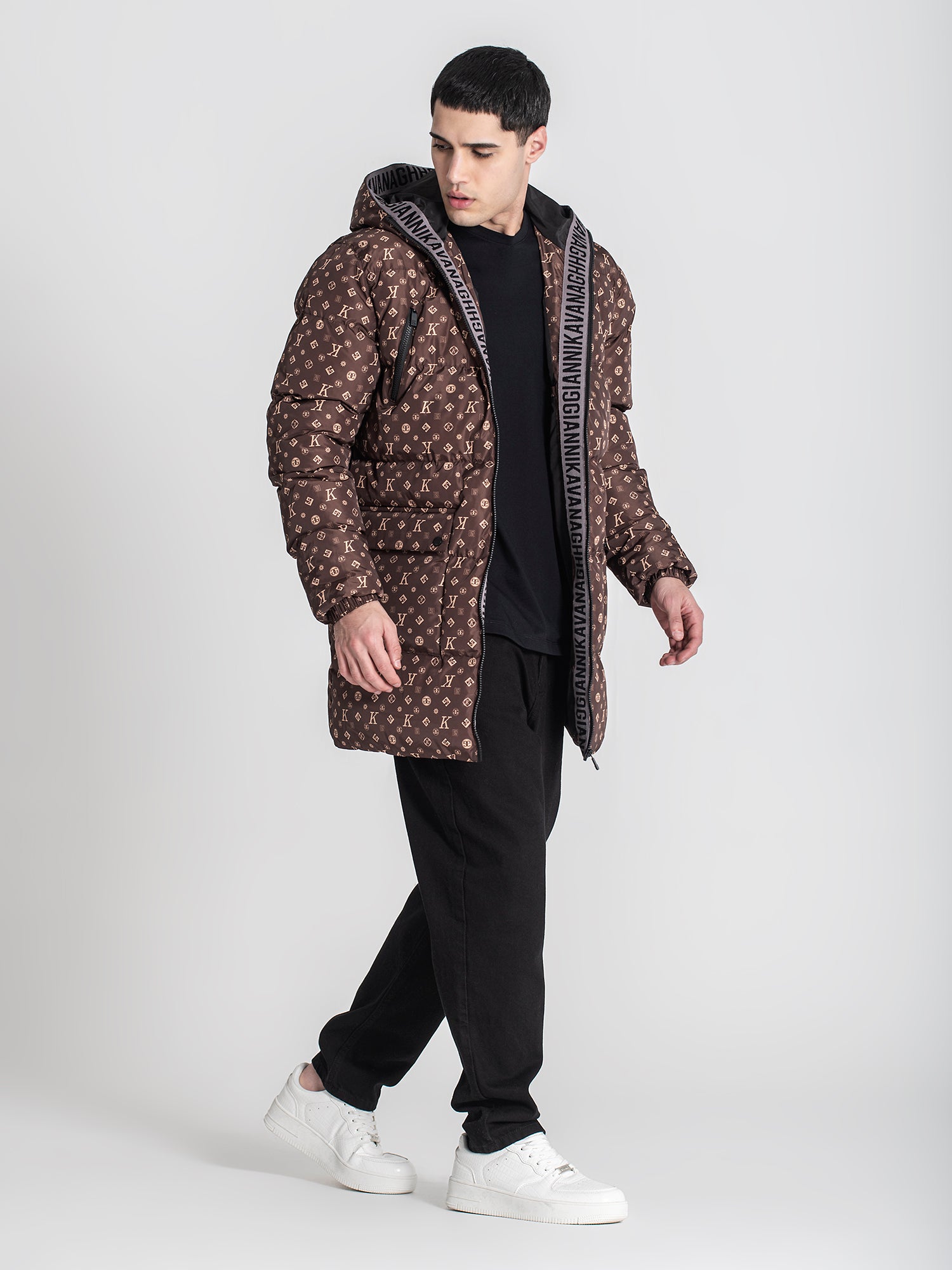 overcoats / Brown Logomania Puffer Coat