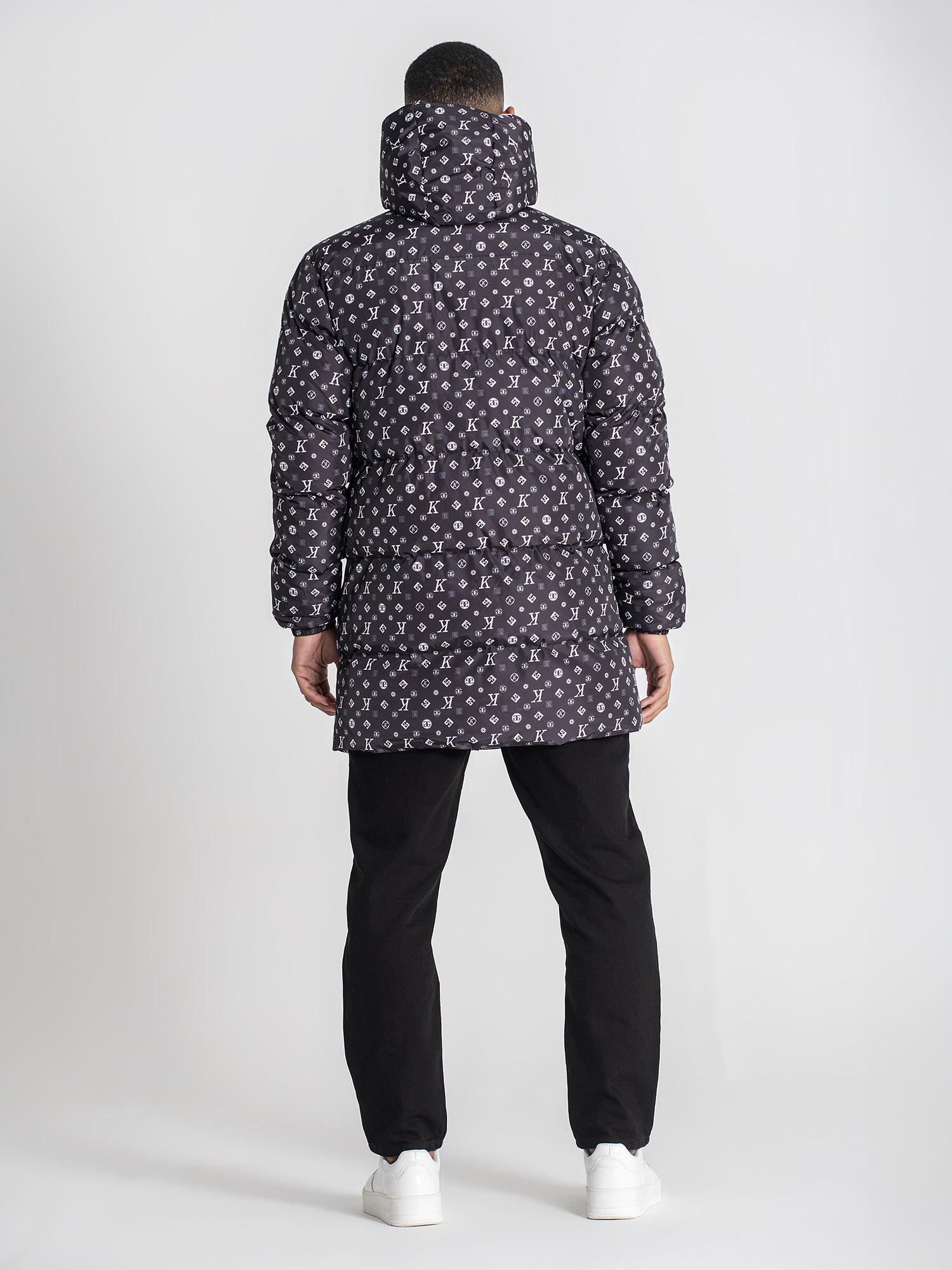 overcoats / Black Logomania Puffer Coat