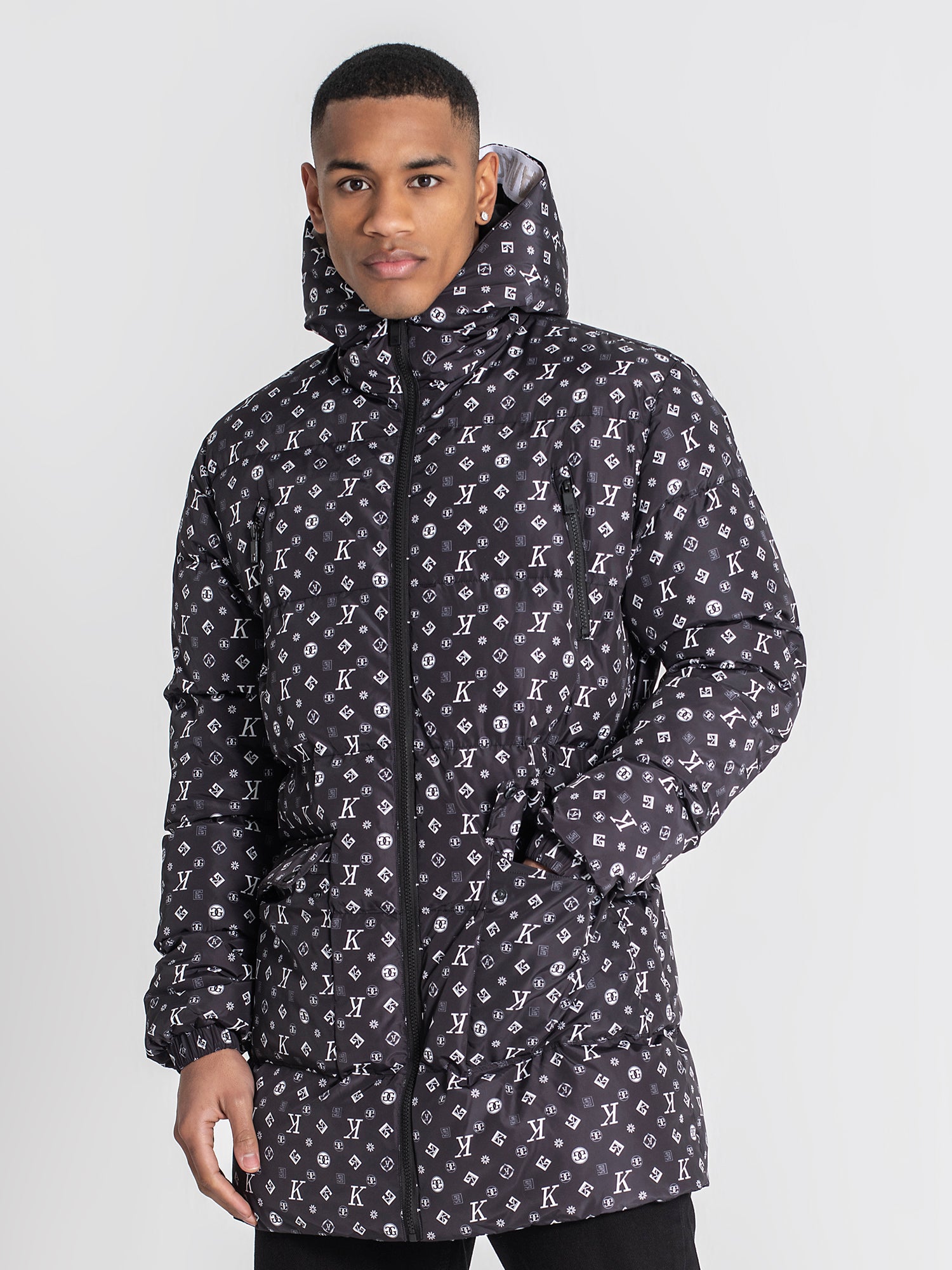 overcoats / Black Logomania Puffer Coat