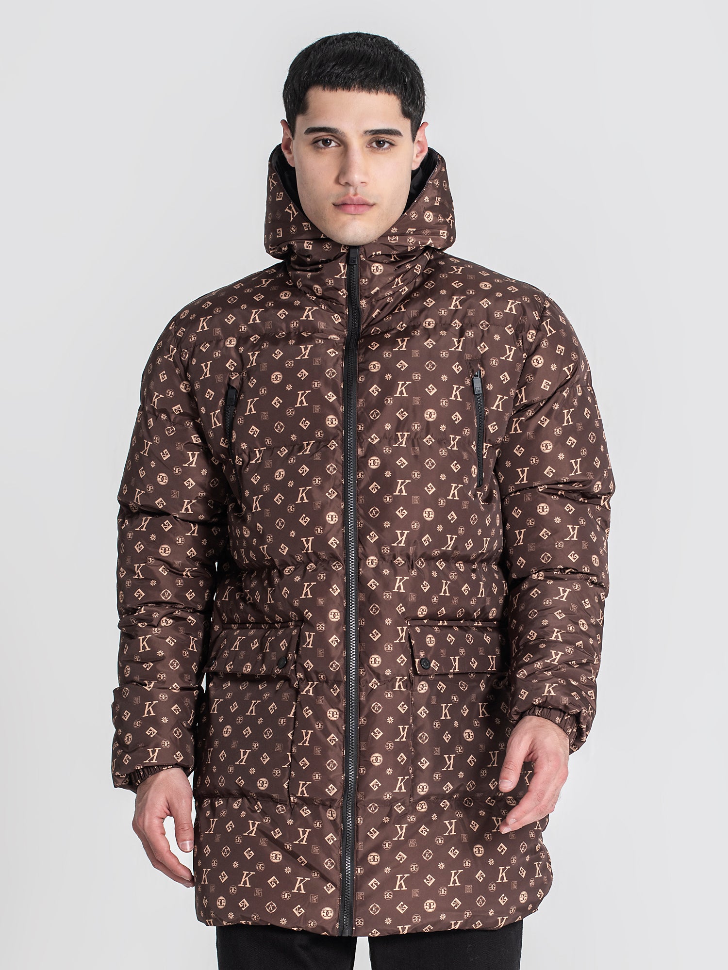 overcoats / Brown Logomania Puffer Coat