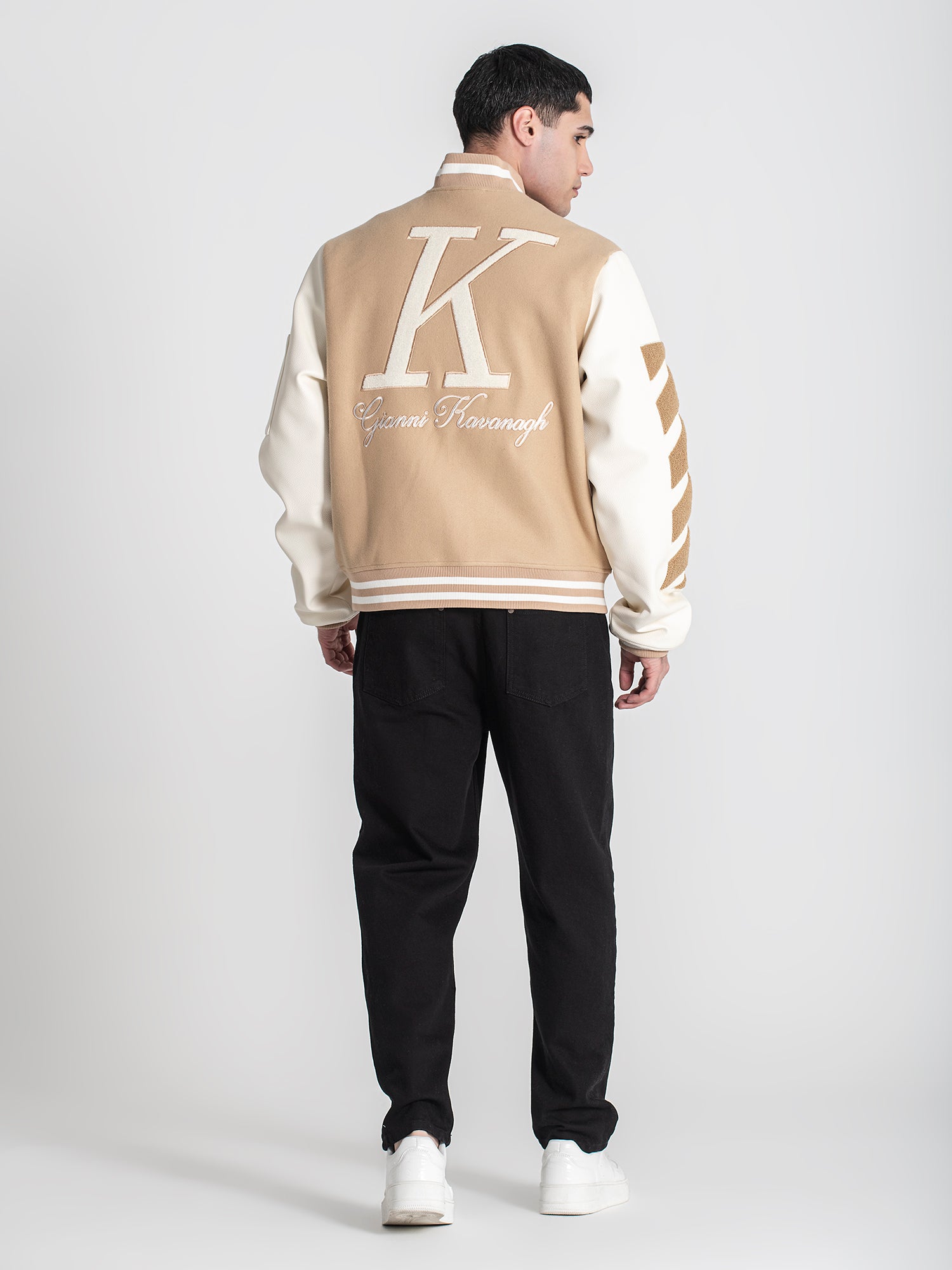 bombers / Beige Varsity Bomber Jacket