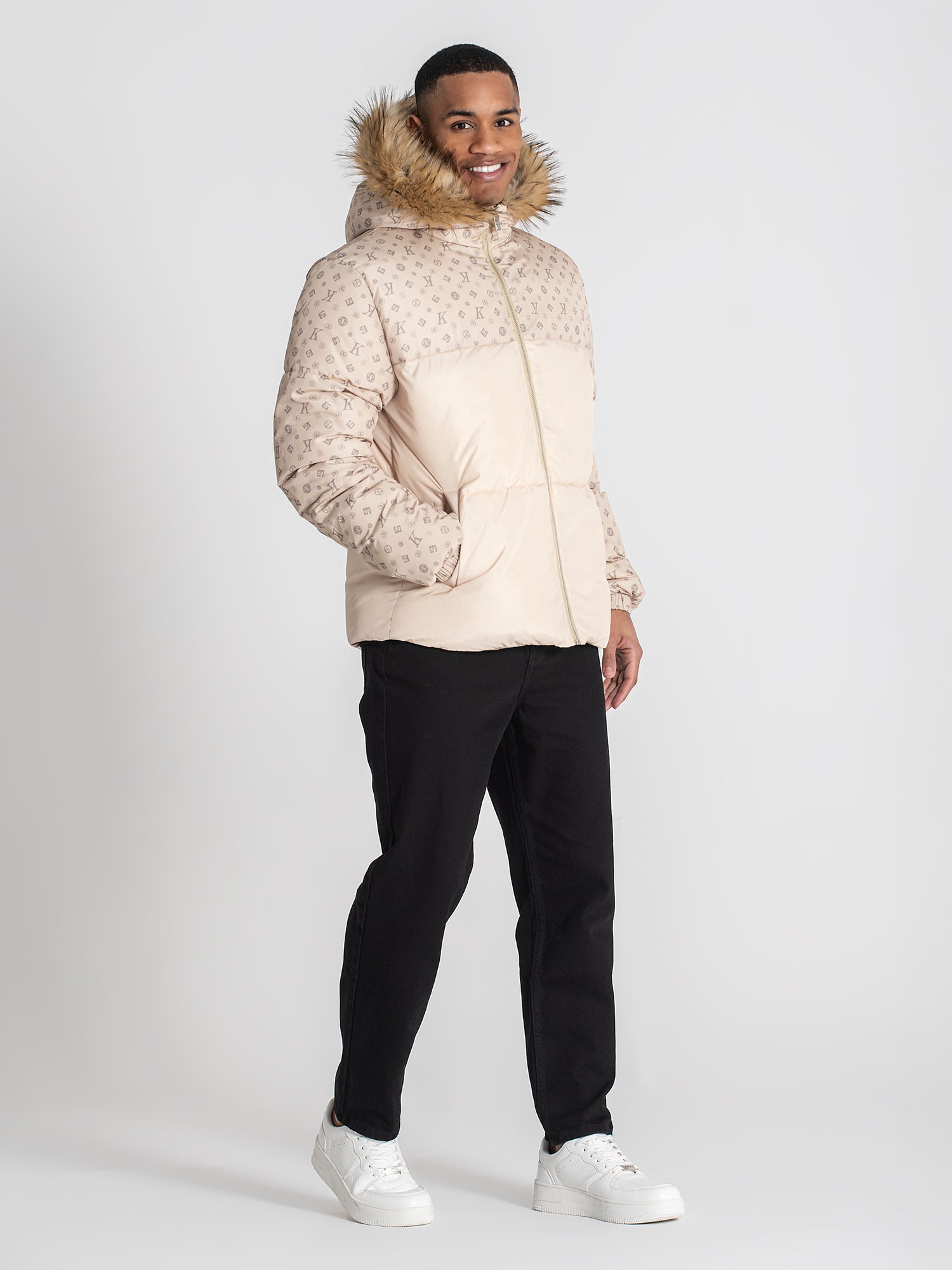 puffers / Beige Logomania Puffer Jacket