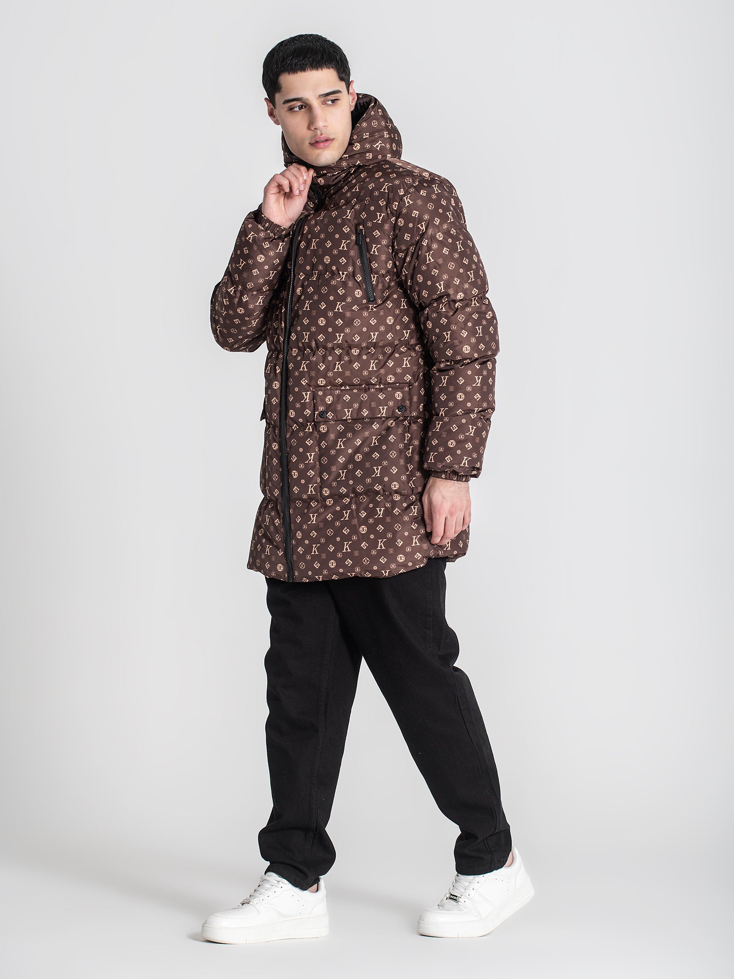 overcoats / Brown Logomania Puffer Coat