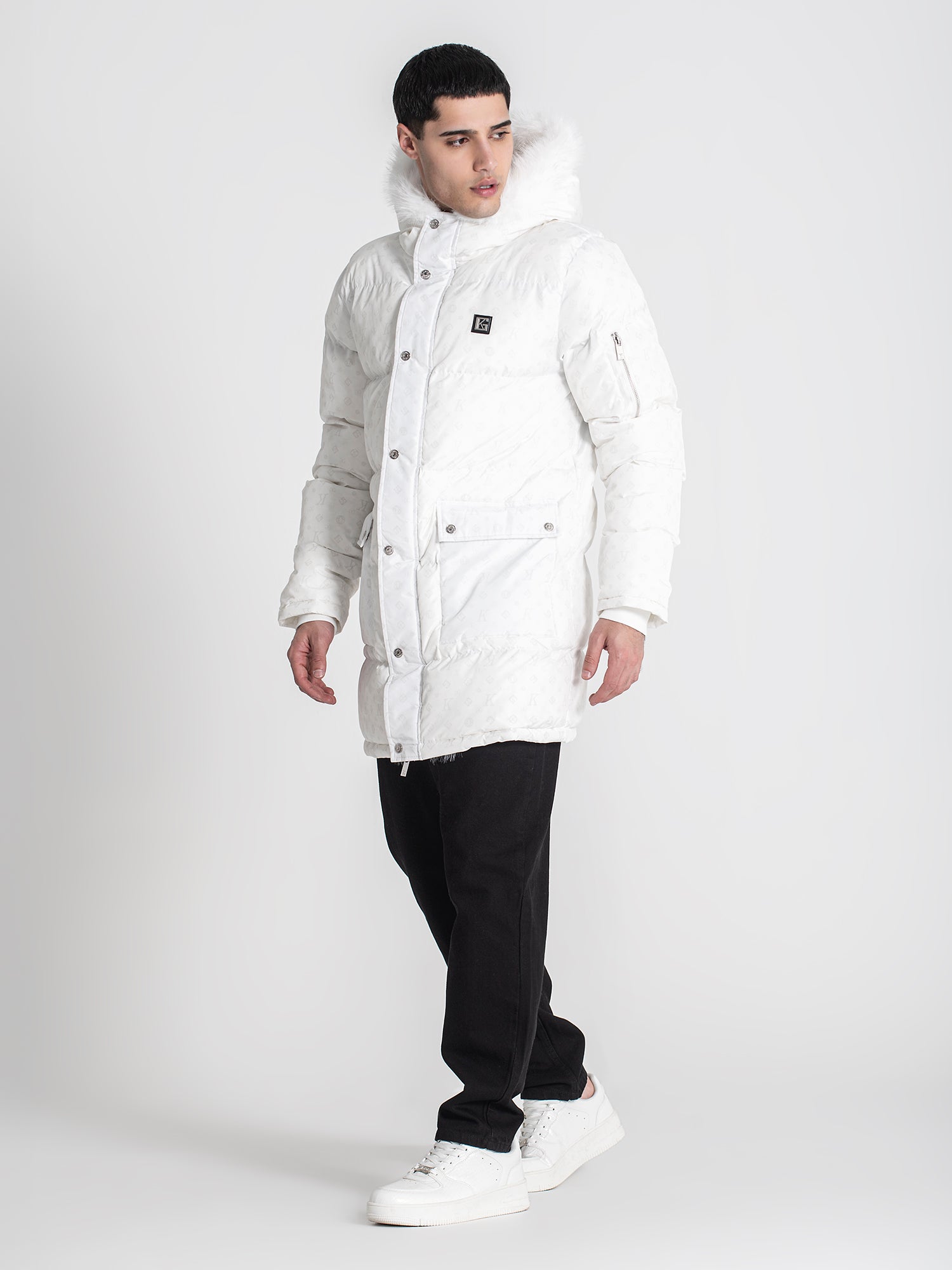 overcoats / White Logomania Coat