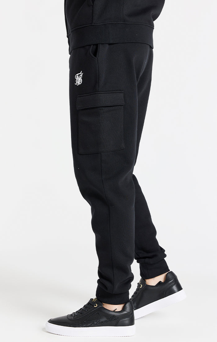 Black Essential Cargo Fleece Jogger (1)
