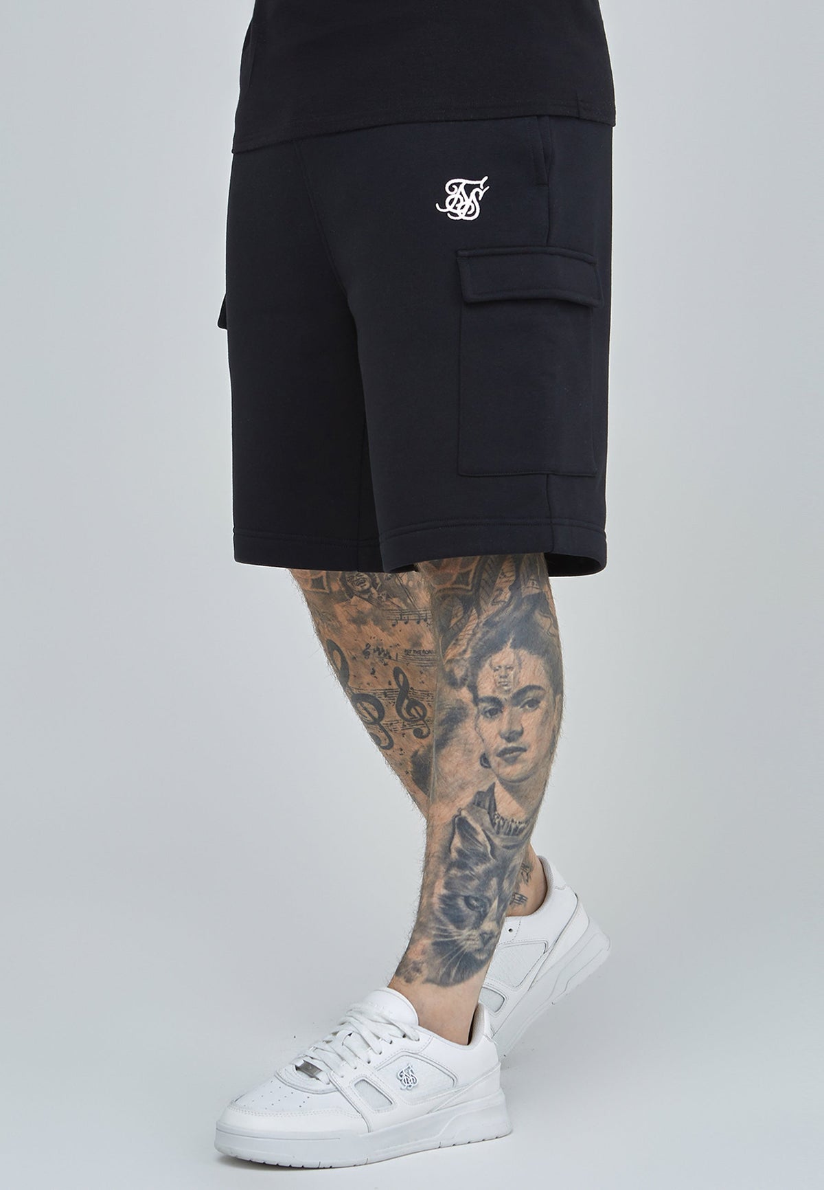 Black Essential Cargo Fleece Short