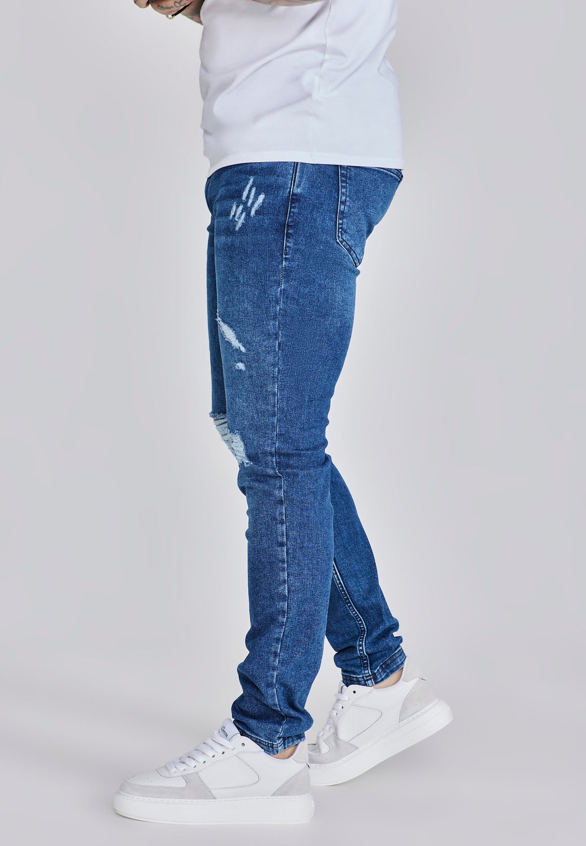 Blue Distressed Slim Fit Jeans (1)