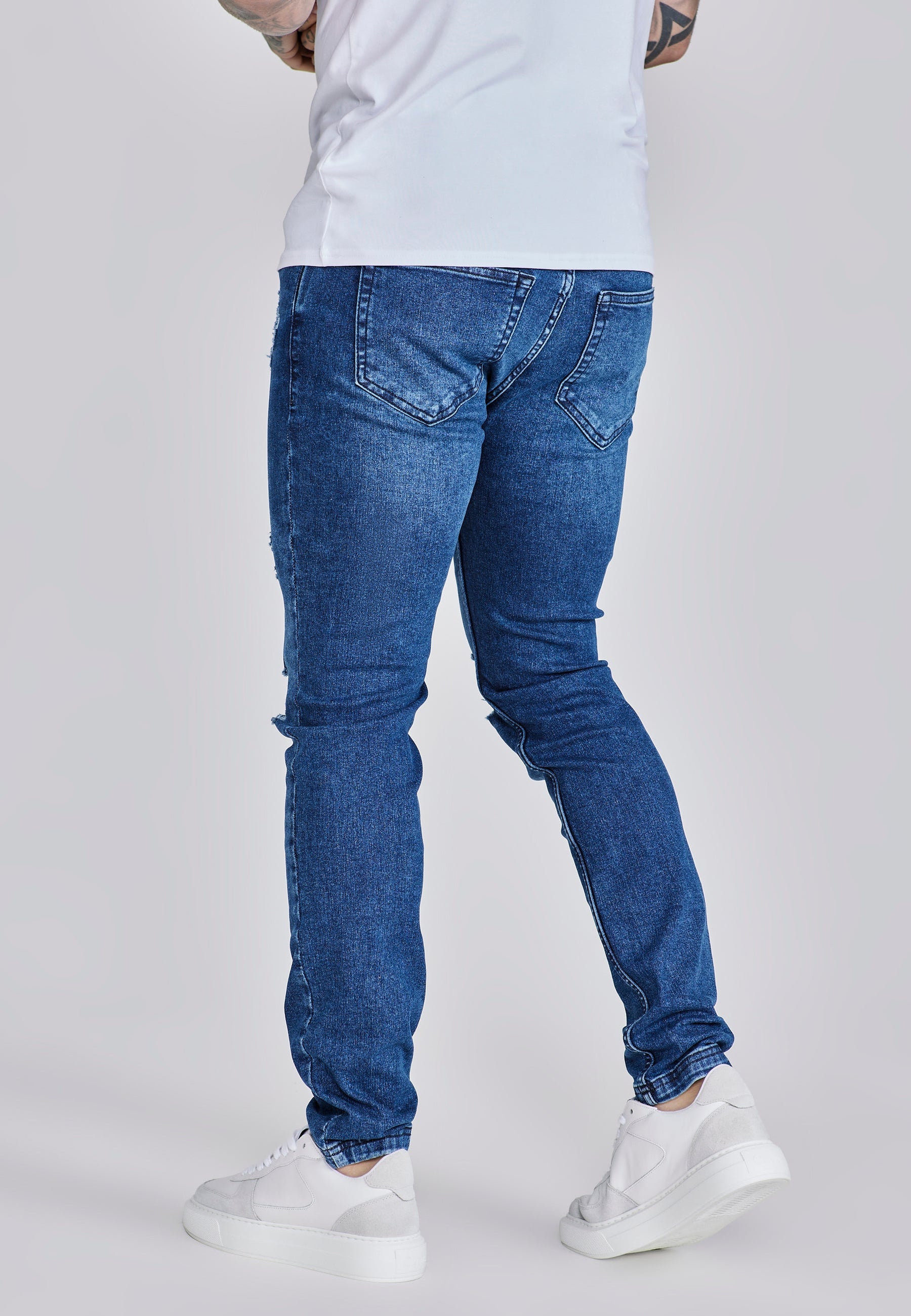 Blue Distressed Slim Fit Jeans (2)