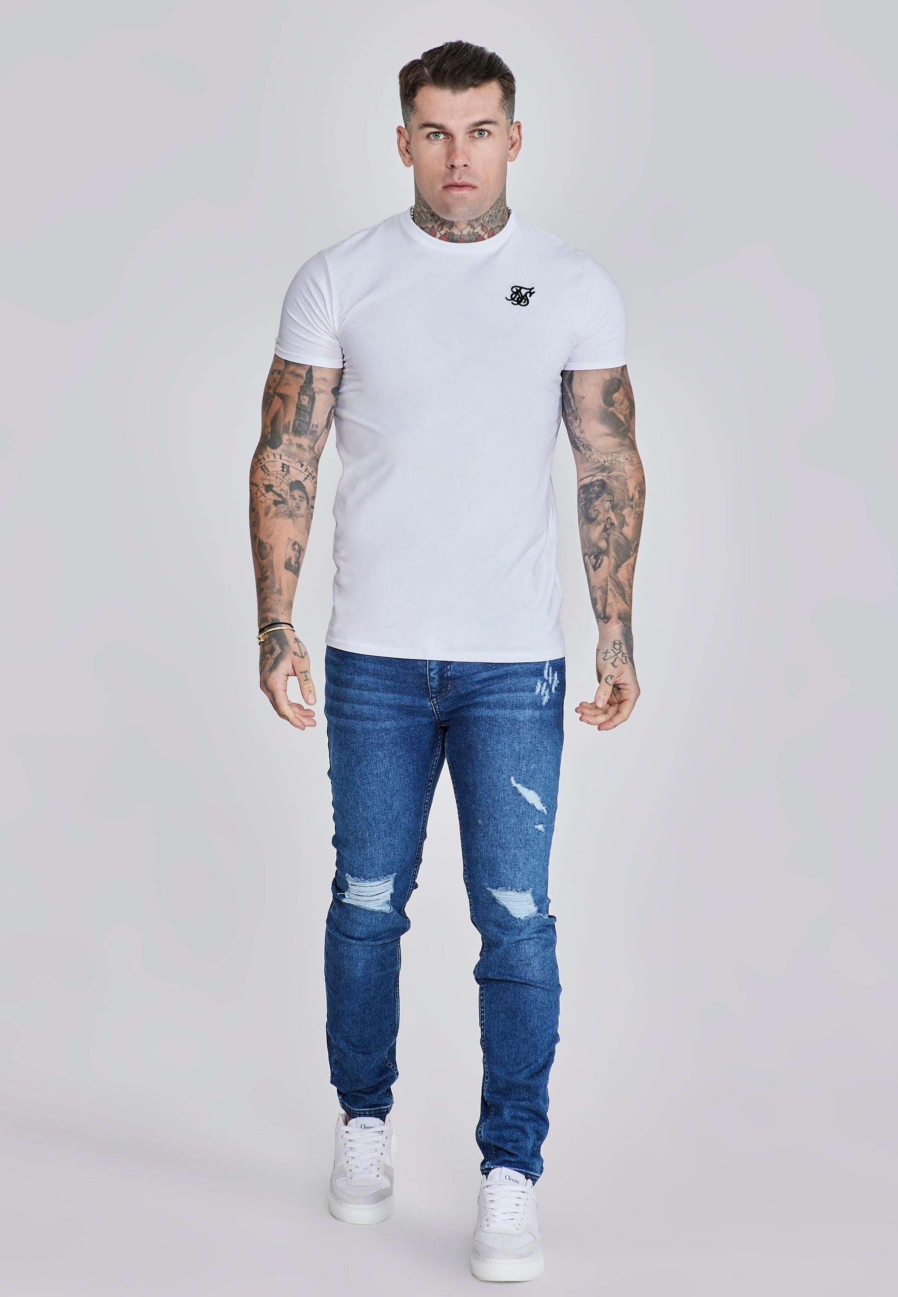 Blue Distressed Slim Fit Jeans (3)