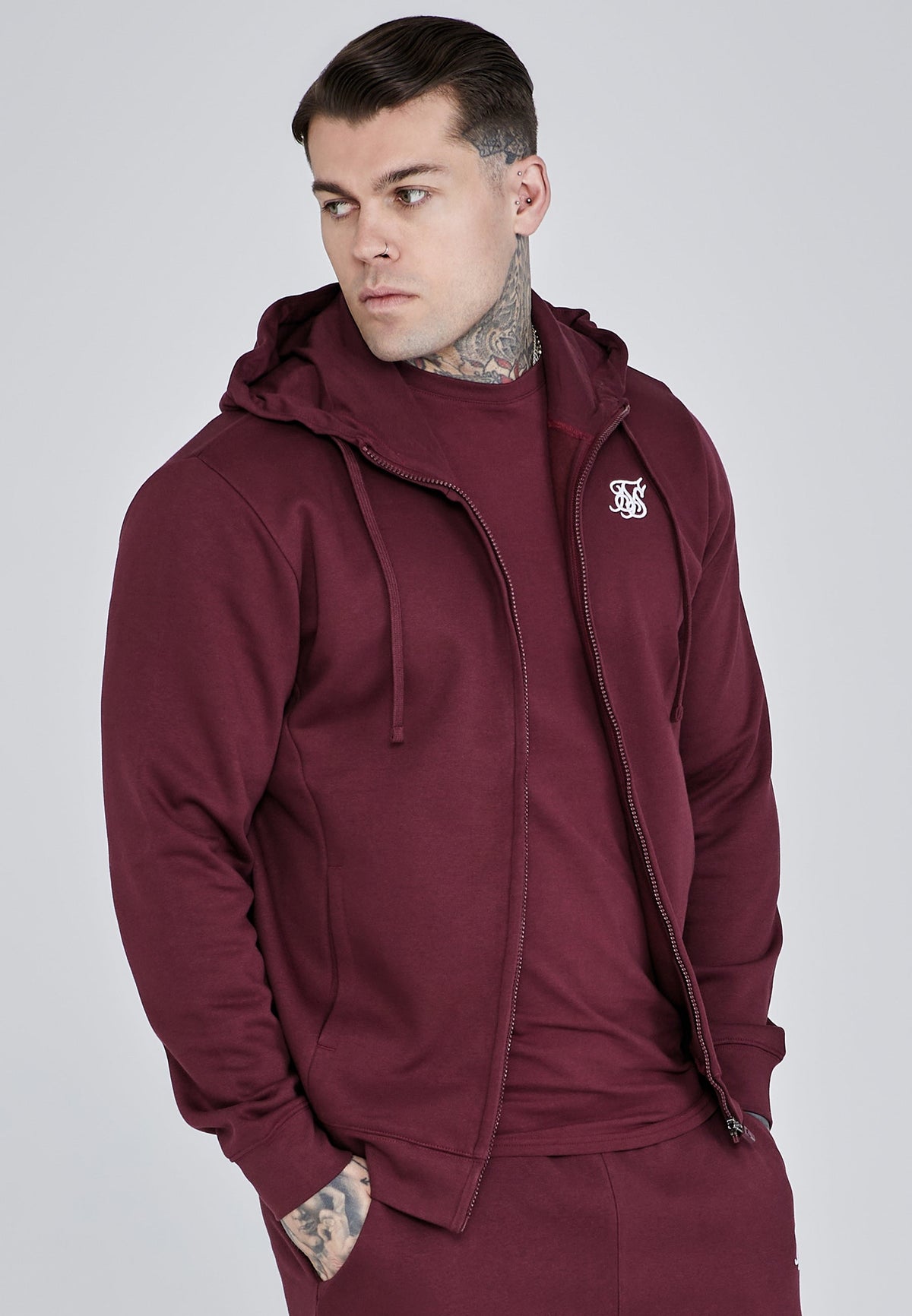 Burgundy Essentials Full Zip Hoodie