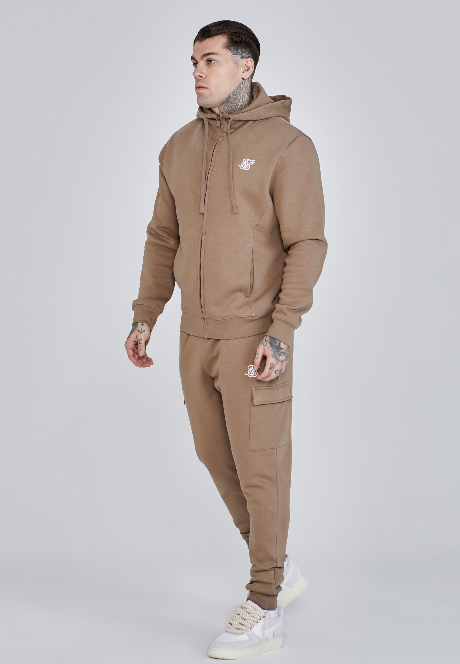 Brown Essentials Full Zip Hoodie (3)