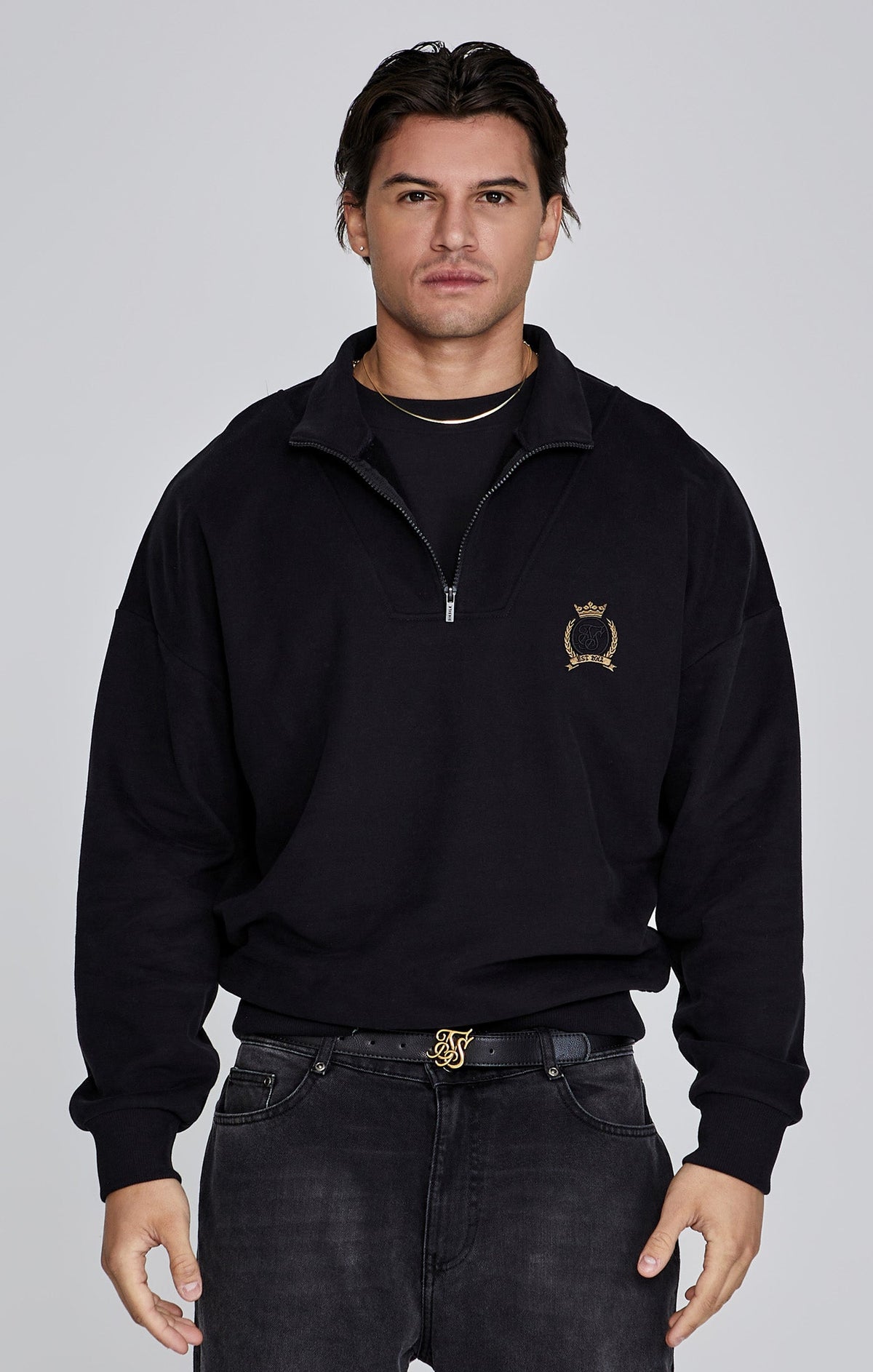 Black Quarter Zip Sweater