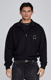 Black Quarter Zip Sweater
