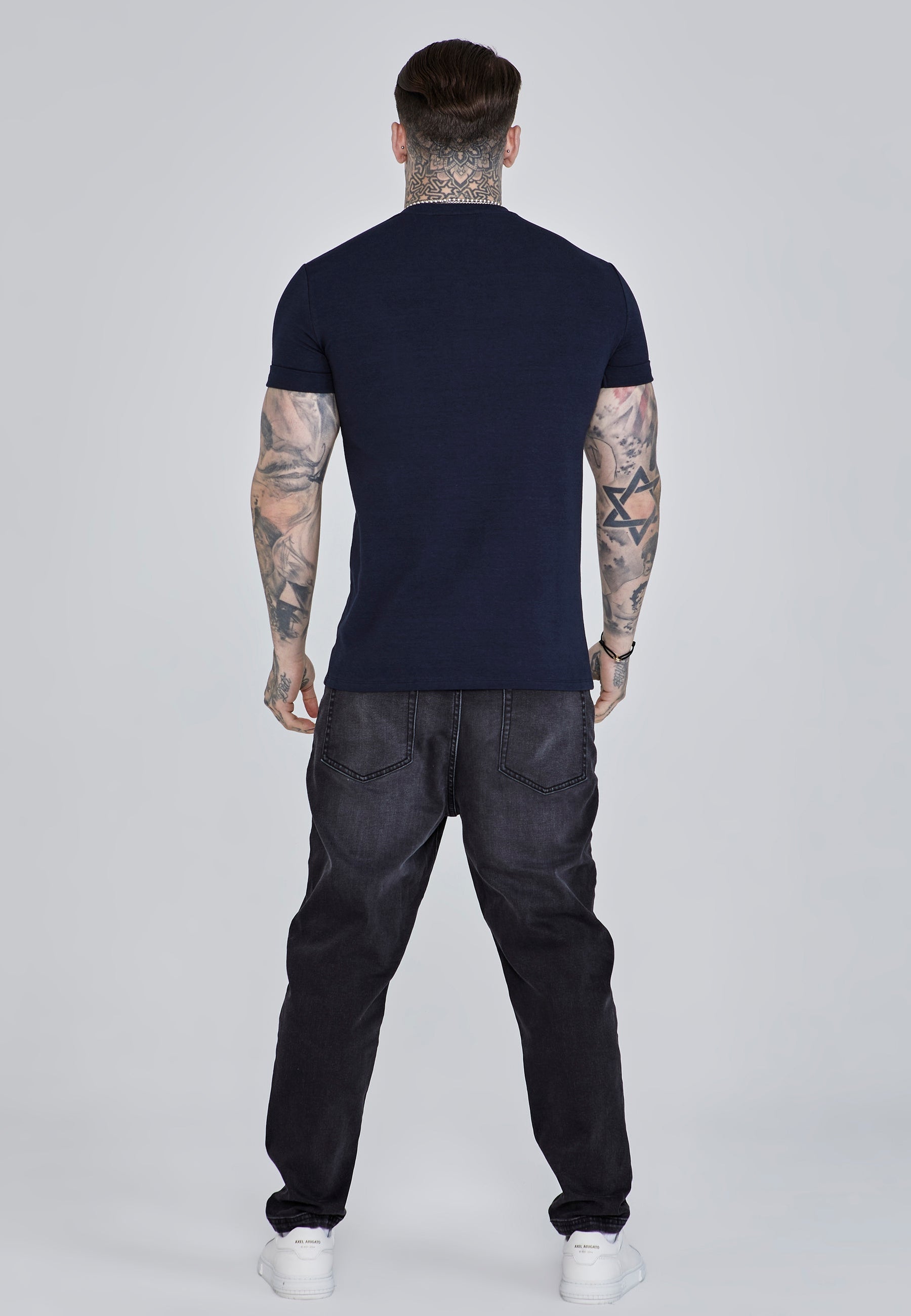 Navy Roll Sleeve T-Shirt (4)