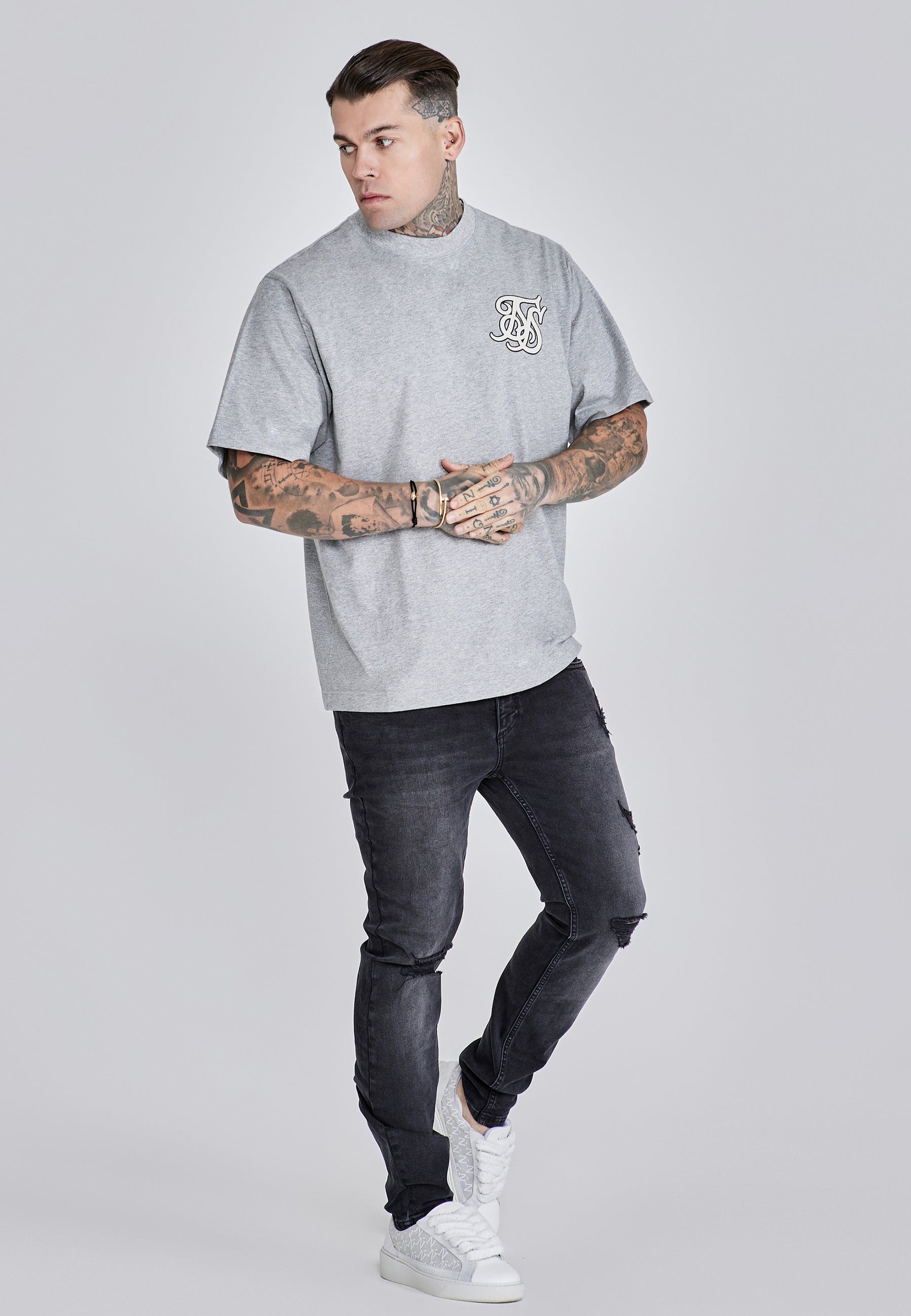 Grey Marl Logo T-Shirt (3)