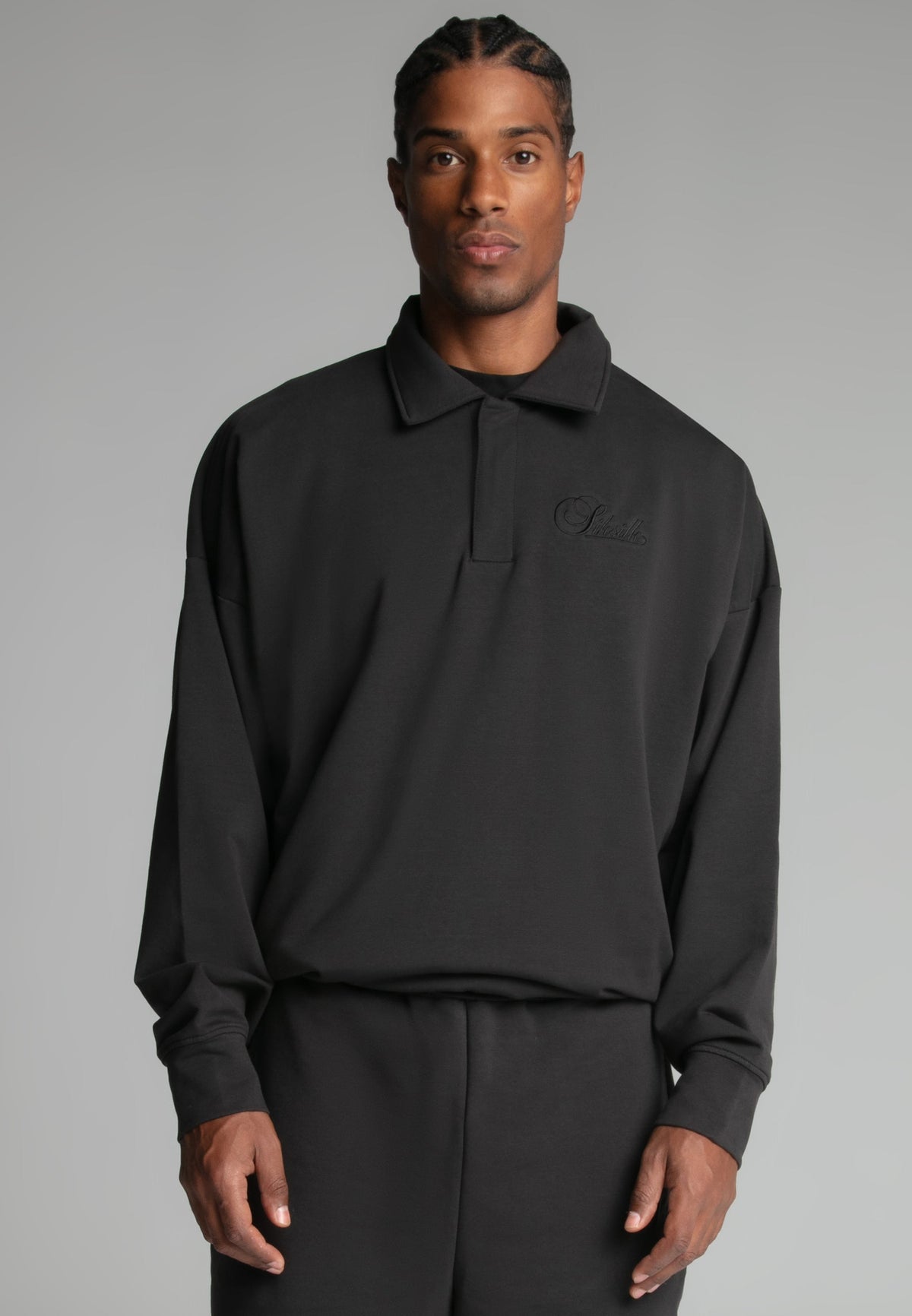 Washed Black Polo Sweater