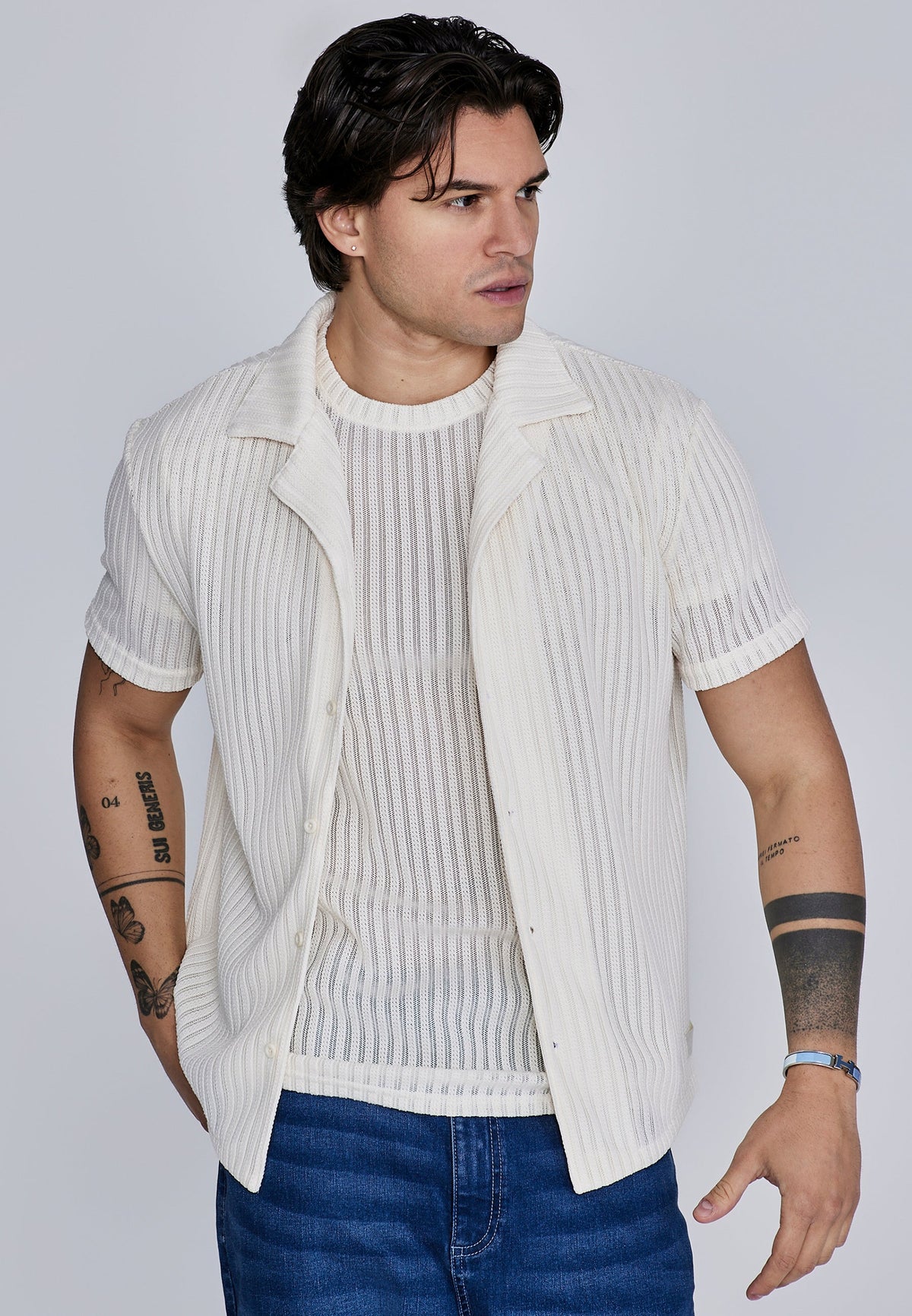 Ecru Textured Resort Shirt