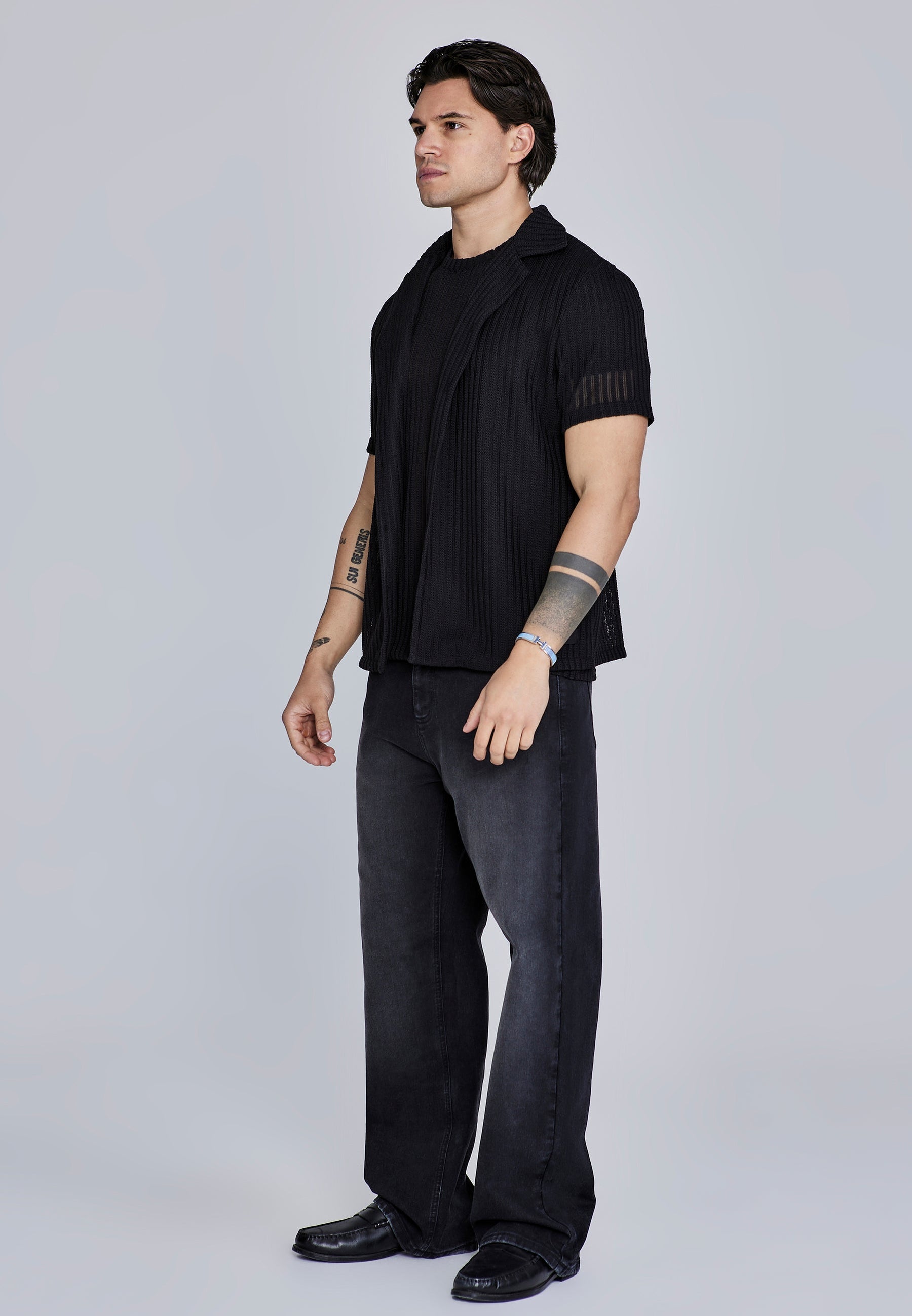 Black Textured Resort Shirt (3)