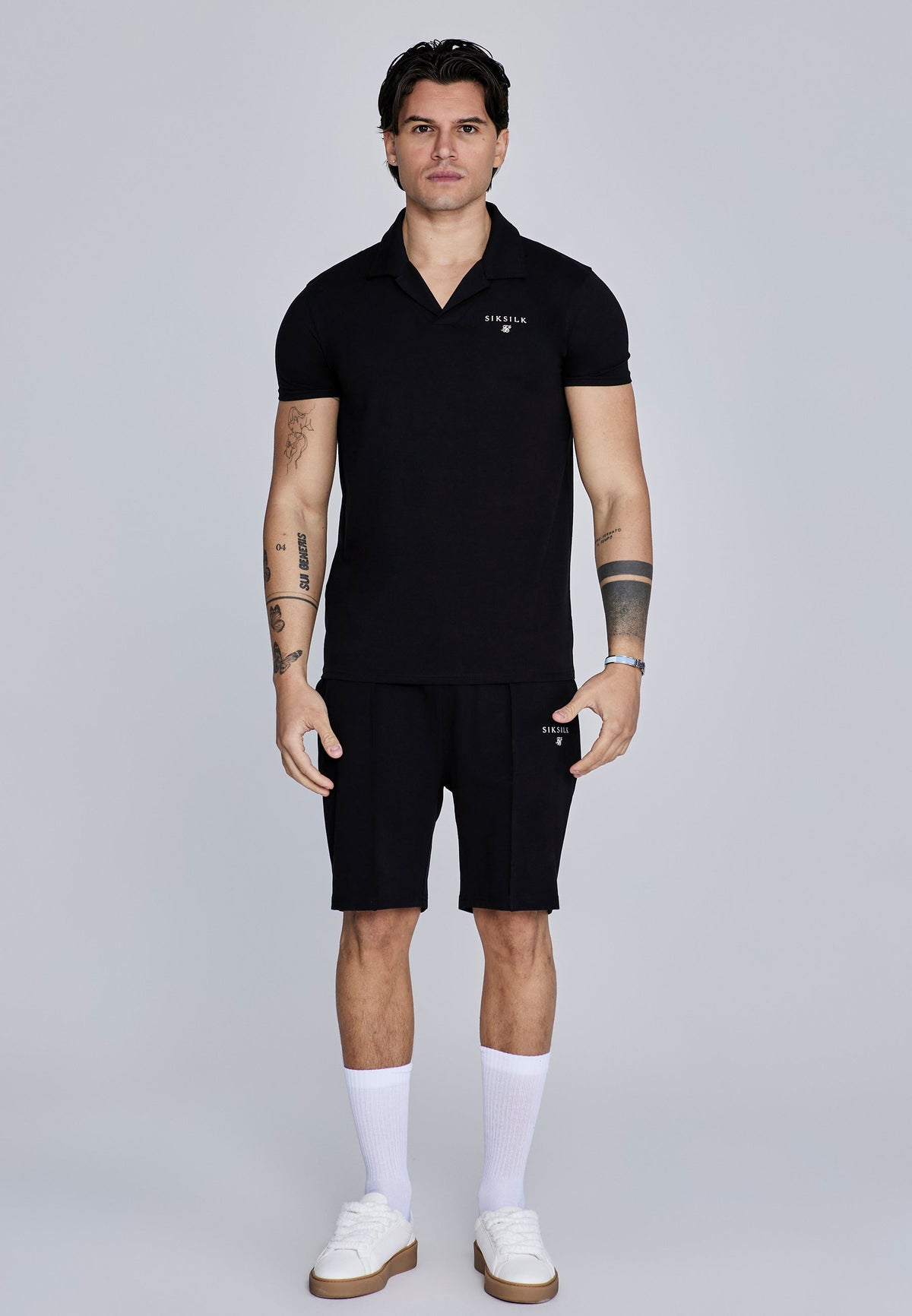 Black Polo and Shorts Set