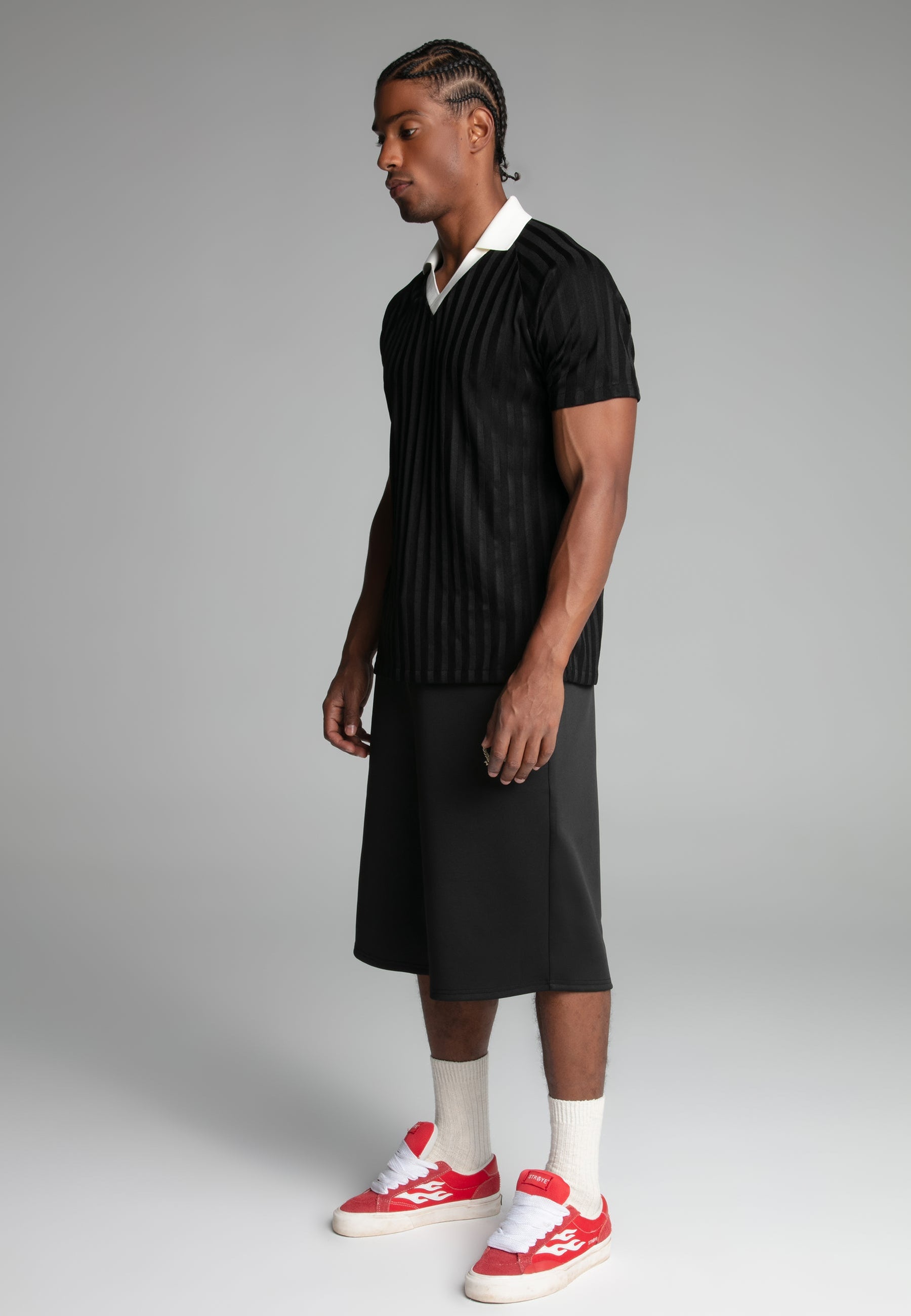 Black Oversized Poly Shorts (3)