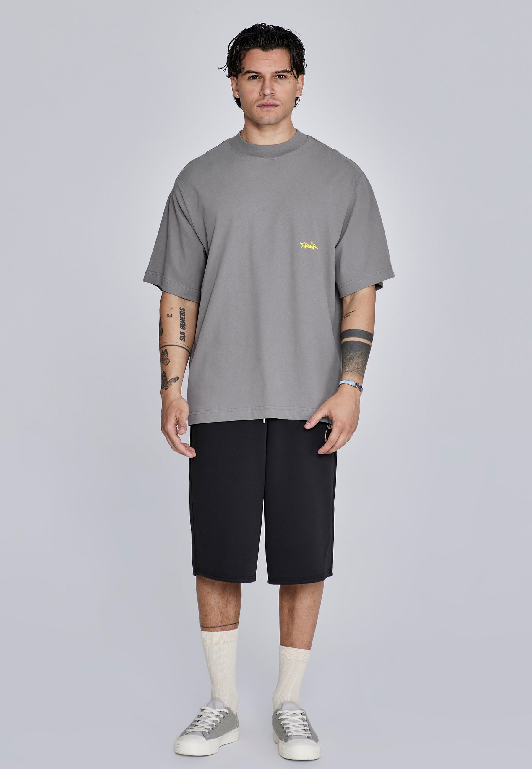 Grey Neon Yellow Oversized T-Shirt (2)