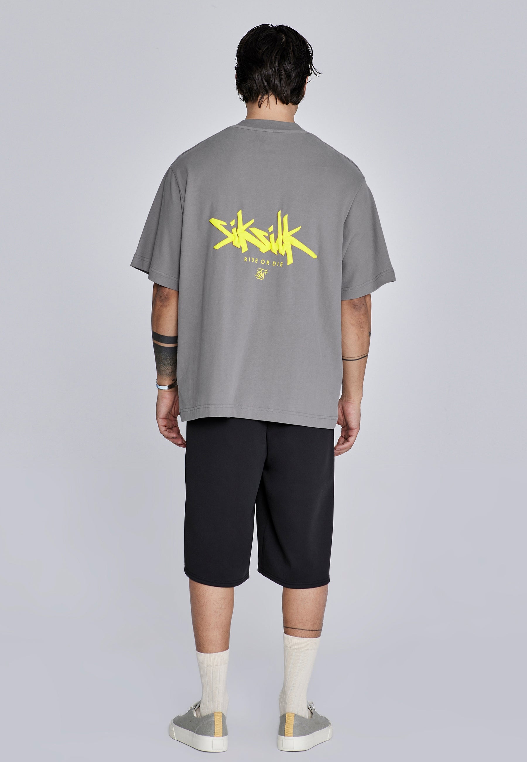 Grey Neon Yellow Oversized T-Shirt (4)