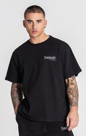 Black Wavy Boxy Tee