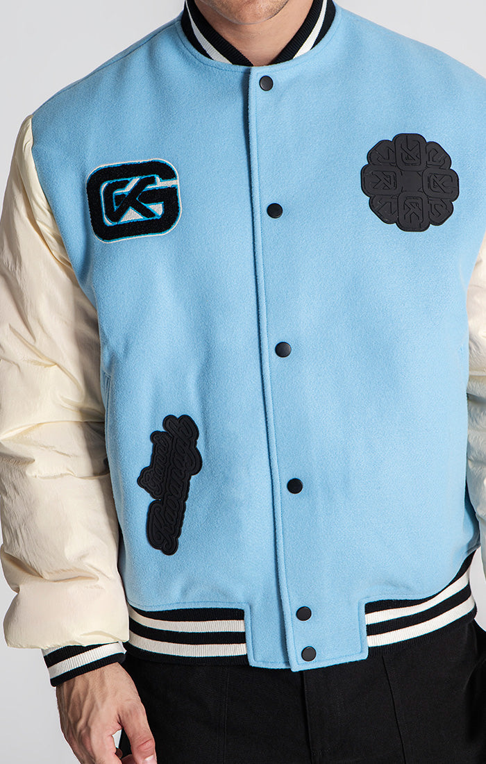 Blue Patches Bomber Jacket