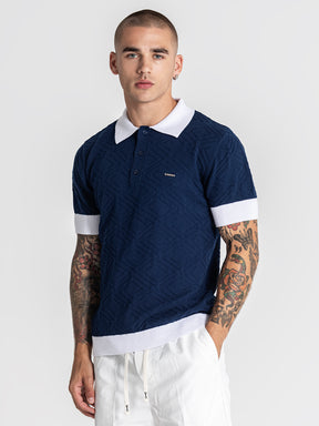 polos / Navy Blue Edge Knit Polo