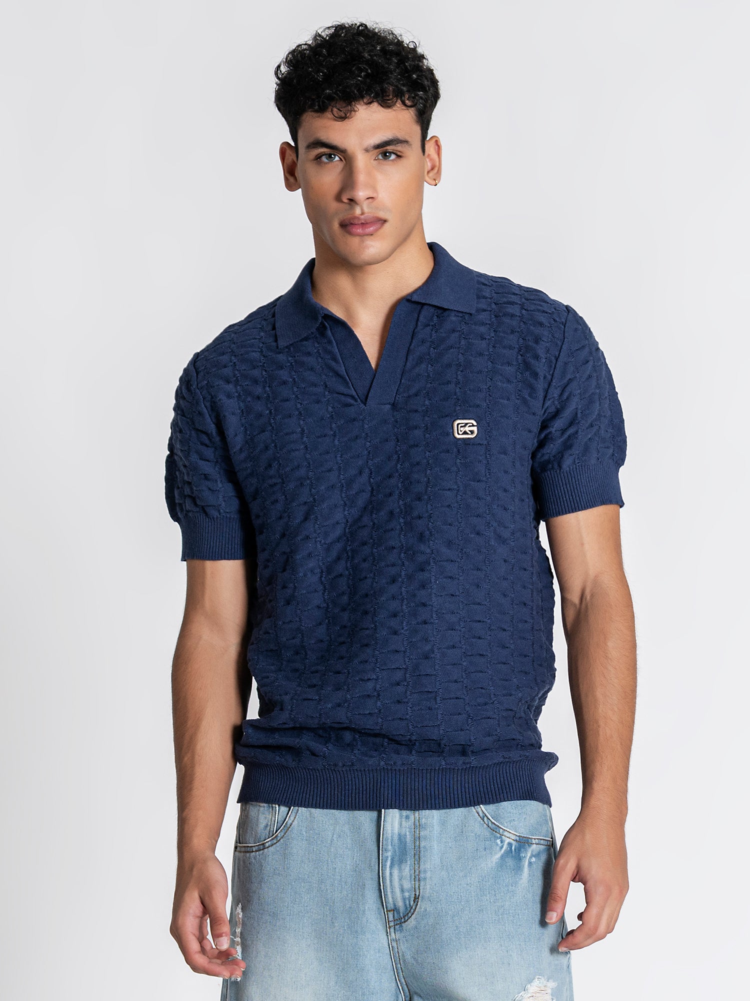 Navy Blue GK Knit Polo