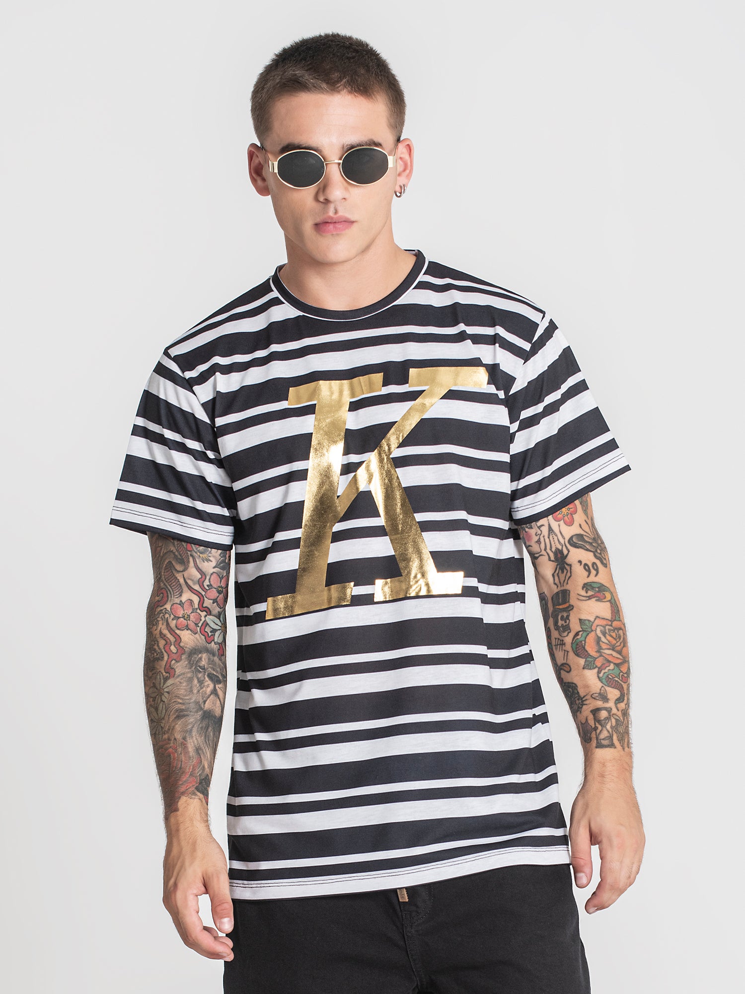 Black K Striped Tee