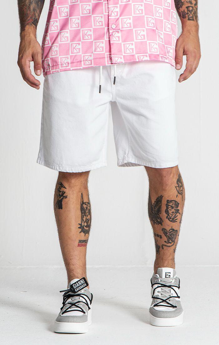 White GK Elastic Waist Shorts