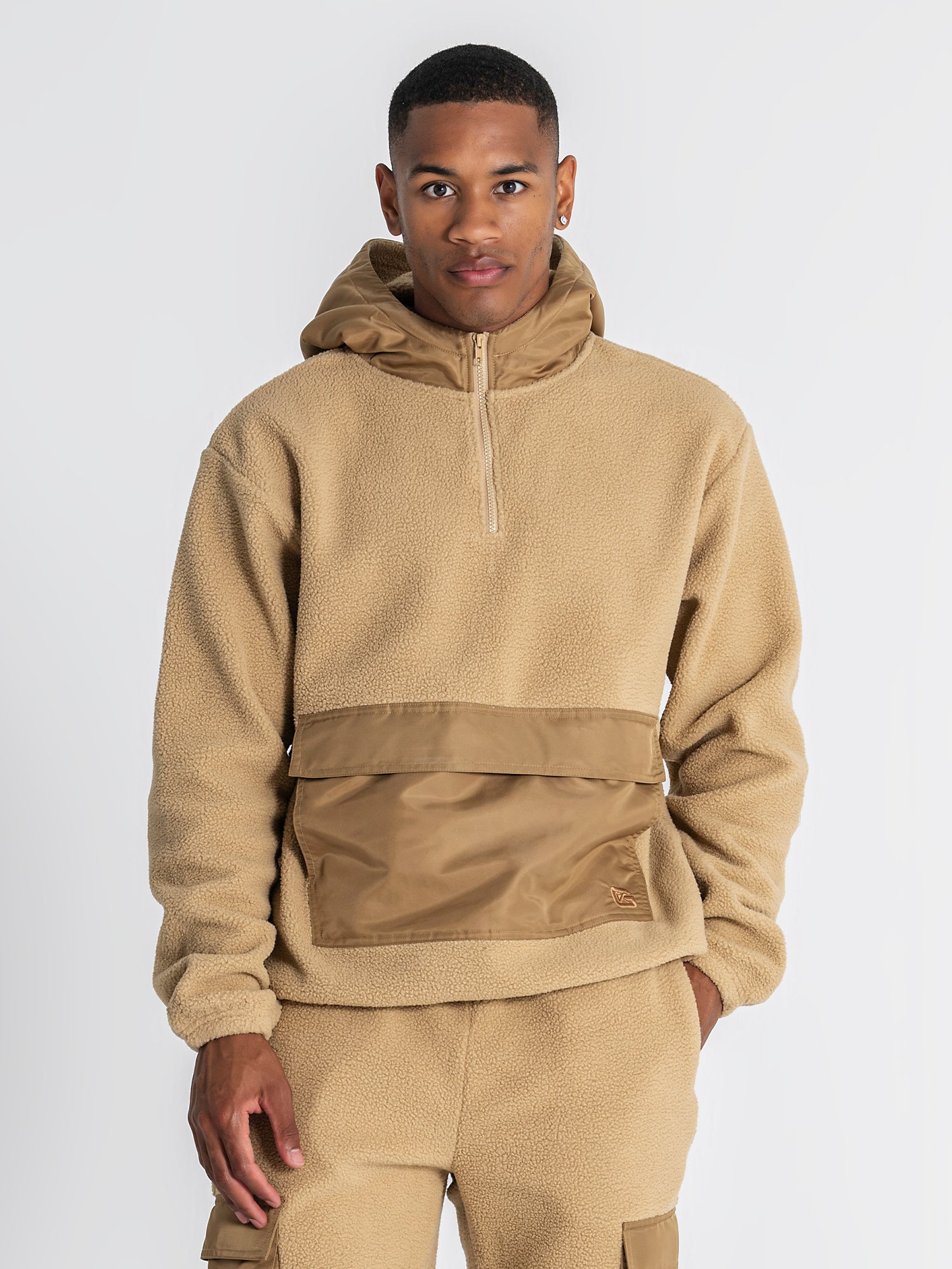 Camel Cargo Sherpa Hoodie
