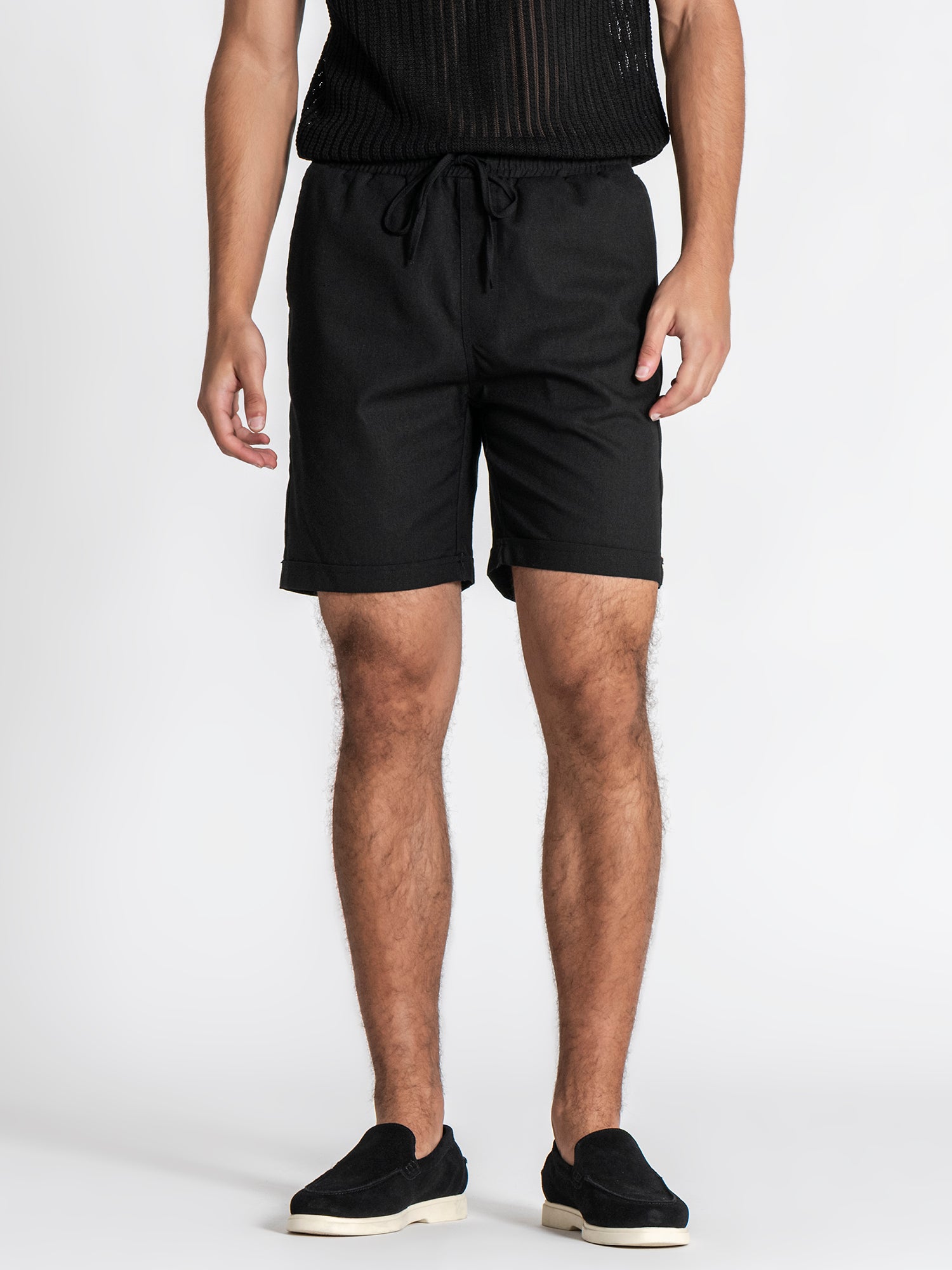 Black GG Linen Shorts