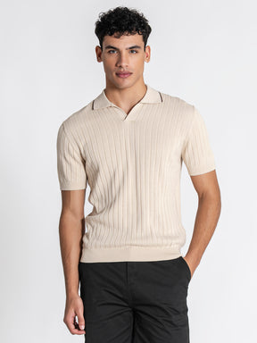 polos / Beige GG Knit "V" Polo