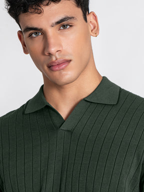 polos / Green GG Knit "V" Polo