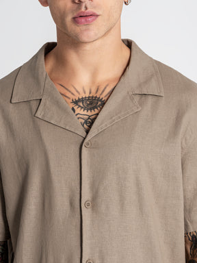 shirts / Taupe Nature Linen Shirt