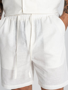 shorts / White Nature Linen Shorts
