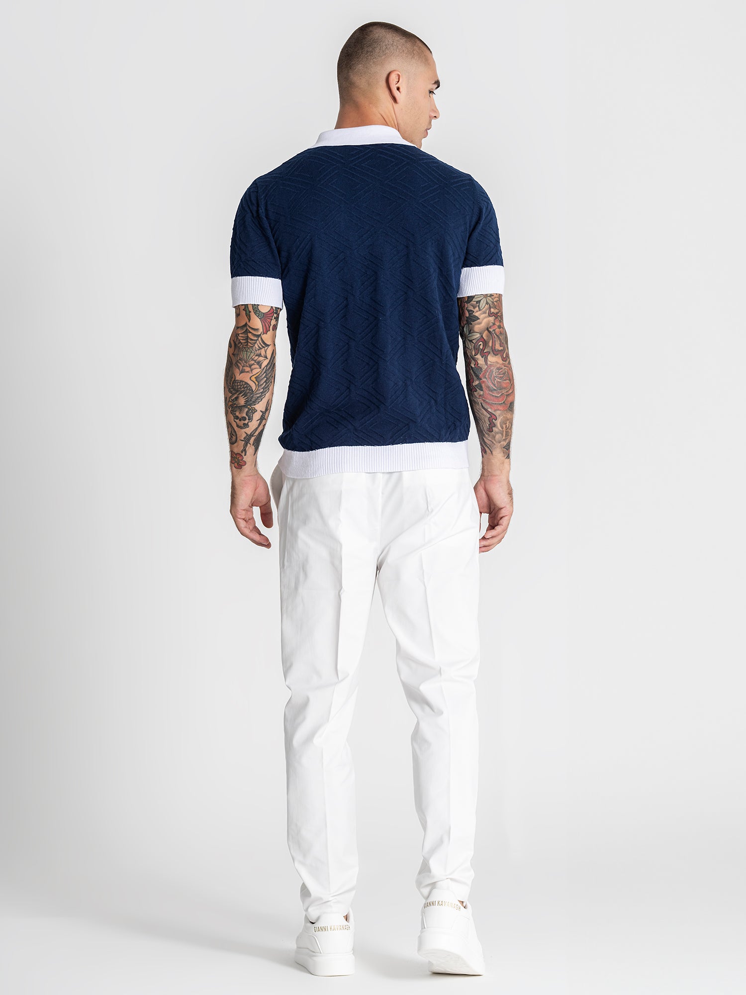 polos / Navy Blue Edge Knit Polo