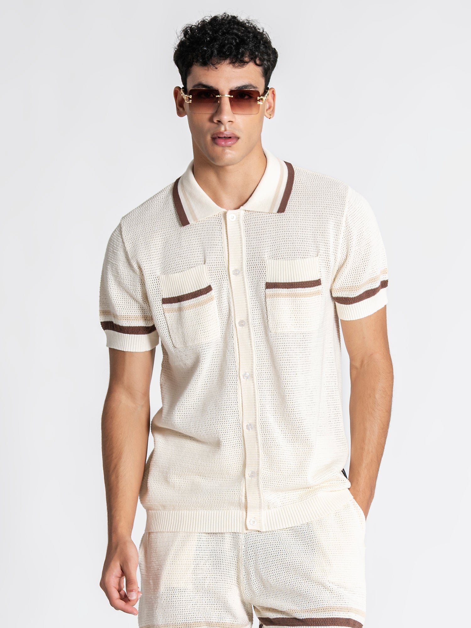 shirts / White Striped Knit Set