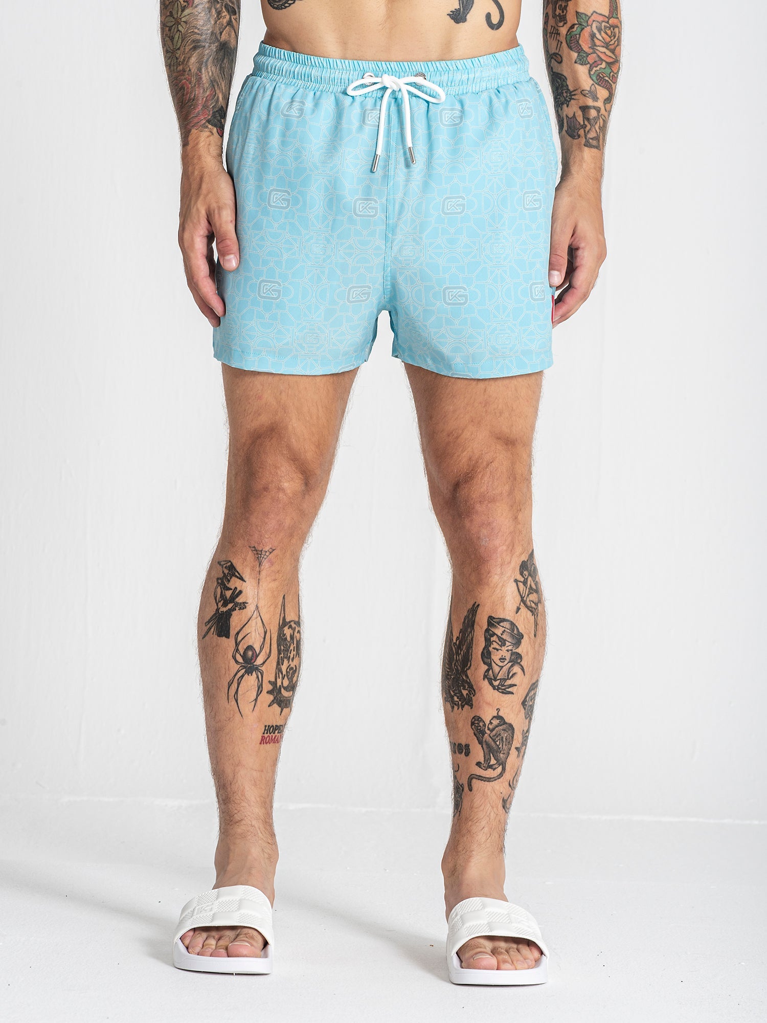 swimshorts / Light Blue Tiled Swimshorts