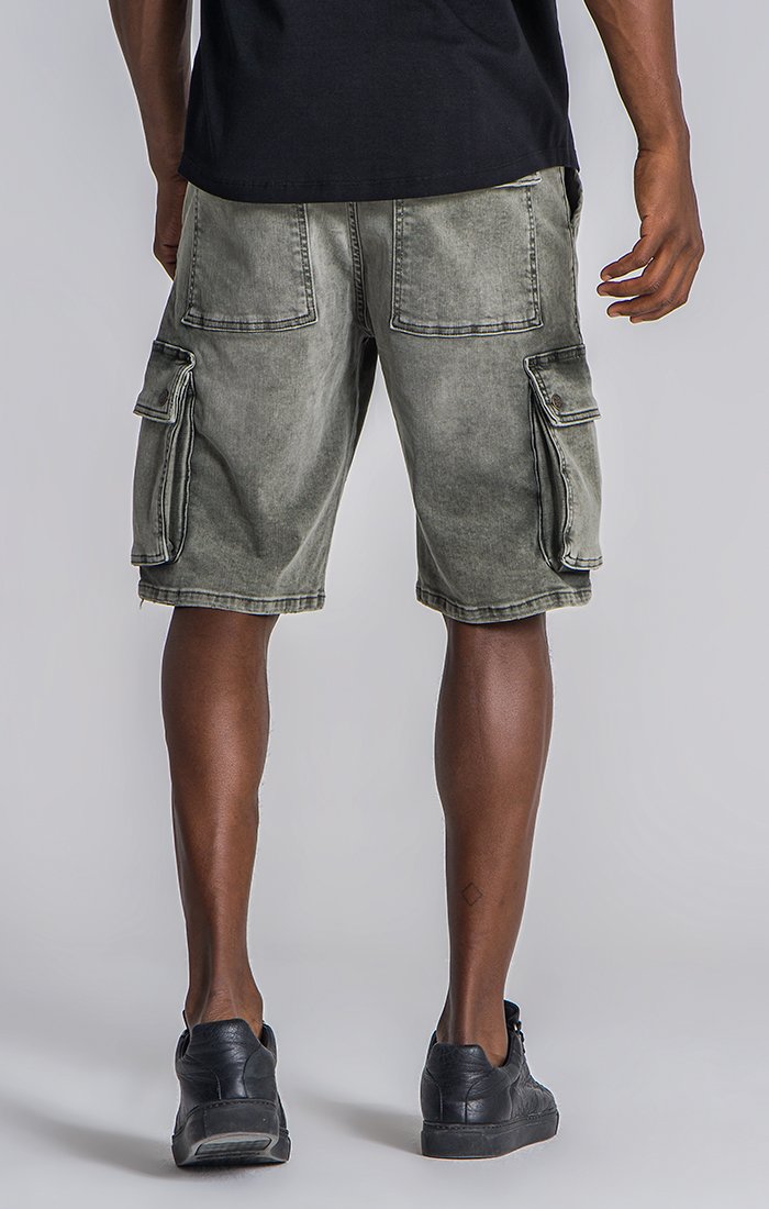 Army Green Ripped Cargo Shorts