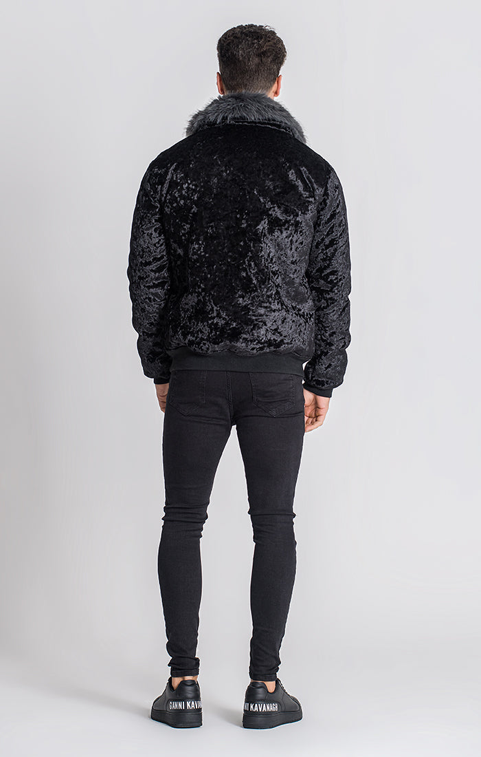 Black Hollywood Velvet Bomber Jacket